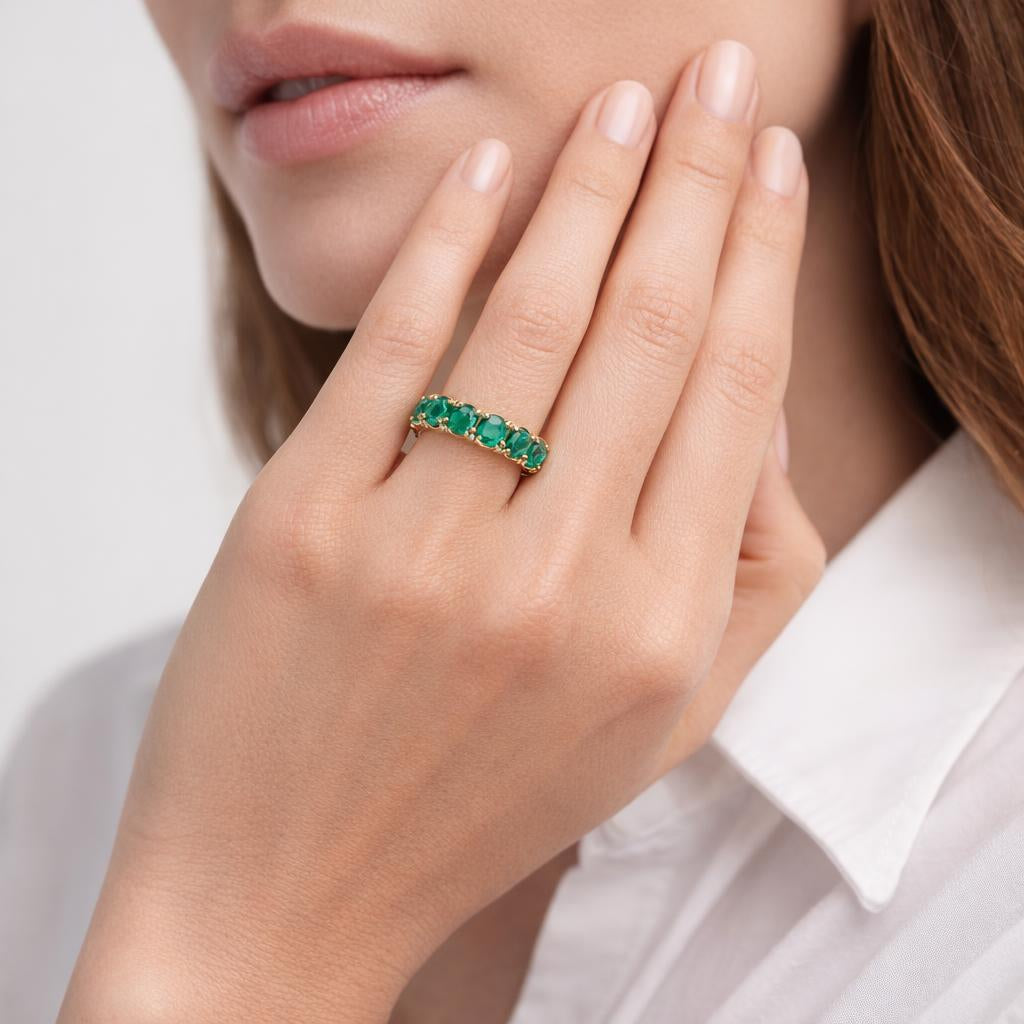 Bague d'éternité émeraude en or 18K