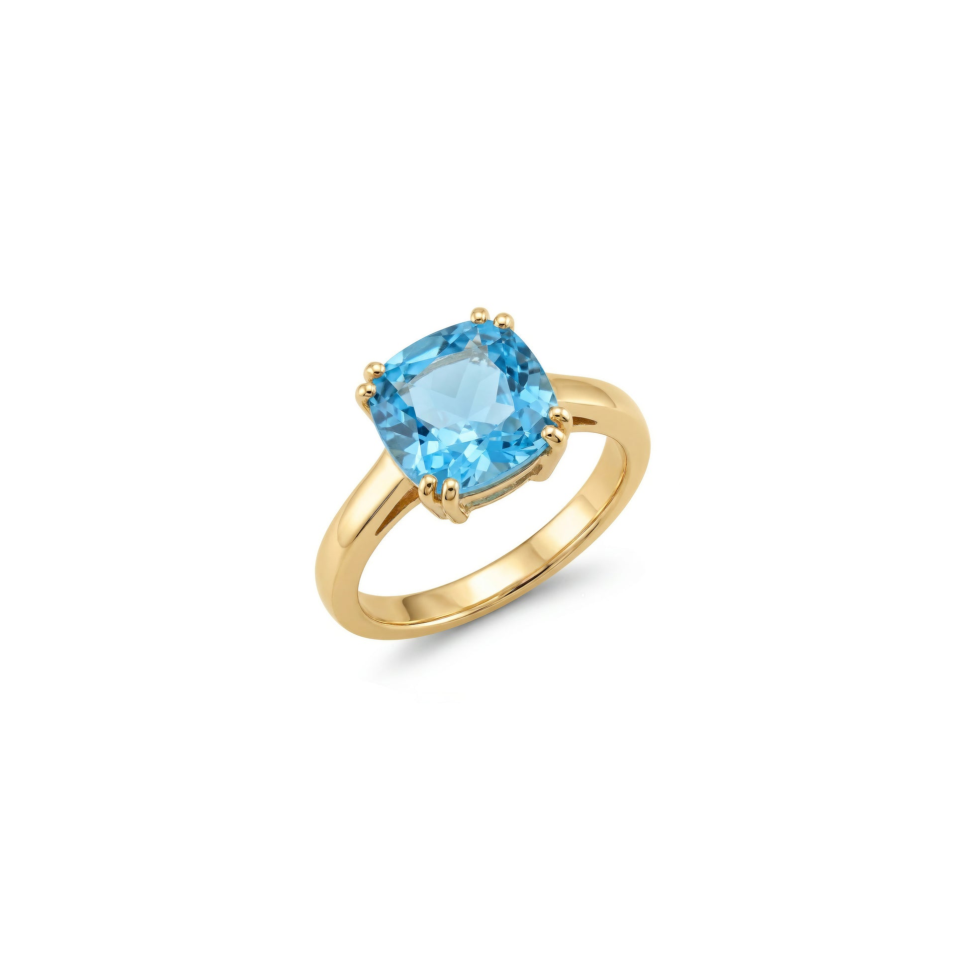 14K Gold Blue Topaz Ring
