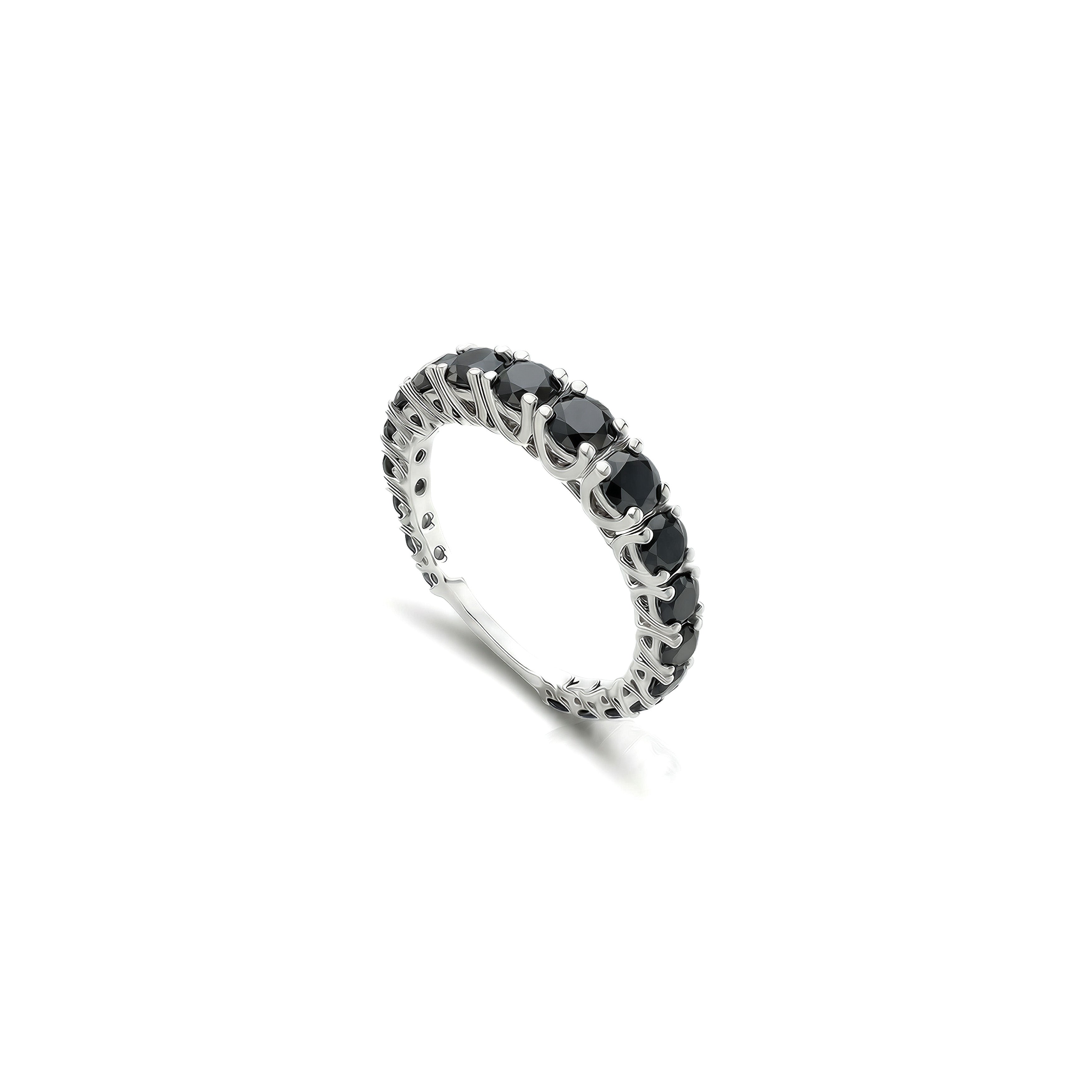 Bague d'éternité diamant noir en or 18K