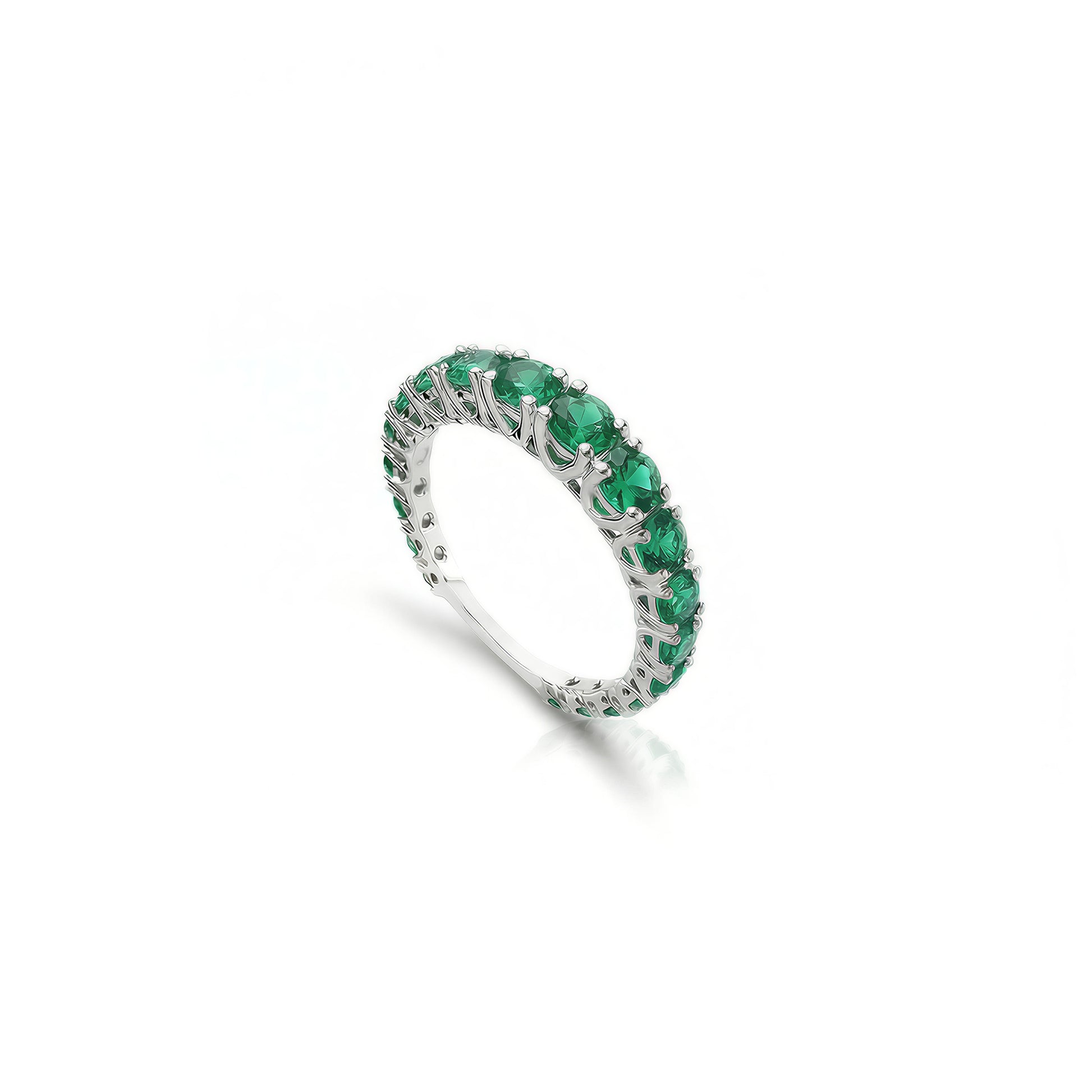 18K Gold Emerald Aura Eternity Ring