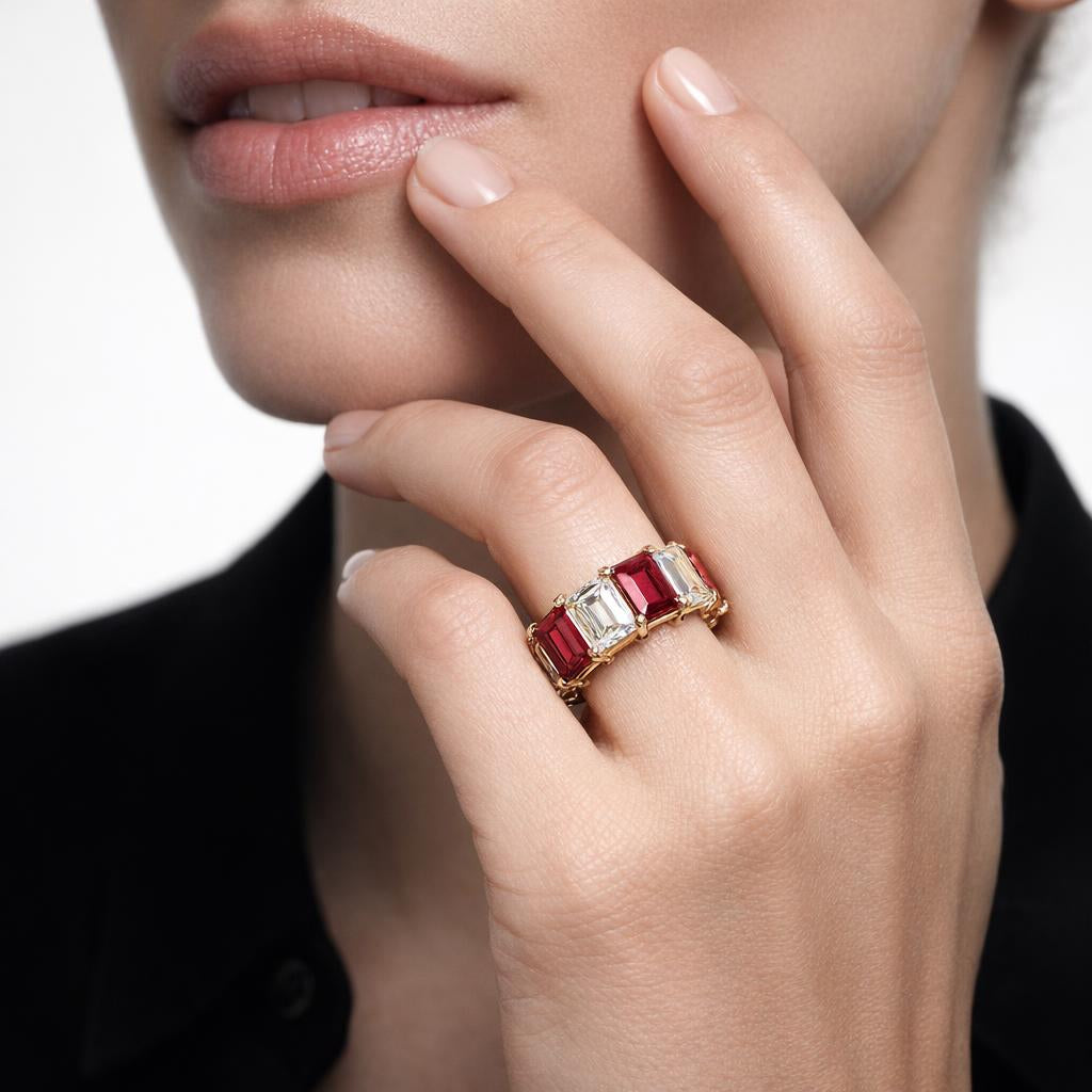 Bague d’Eternité - Rubis et diamant de laboratoire