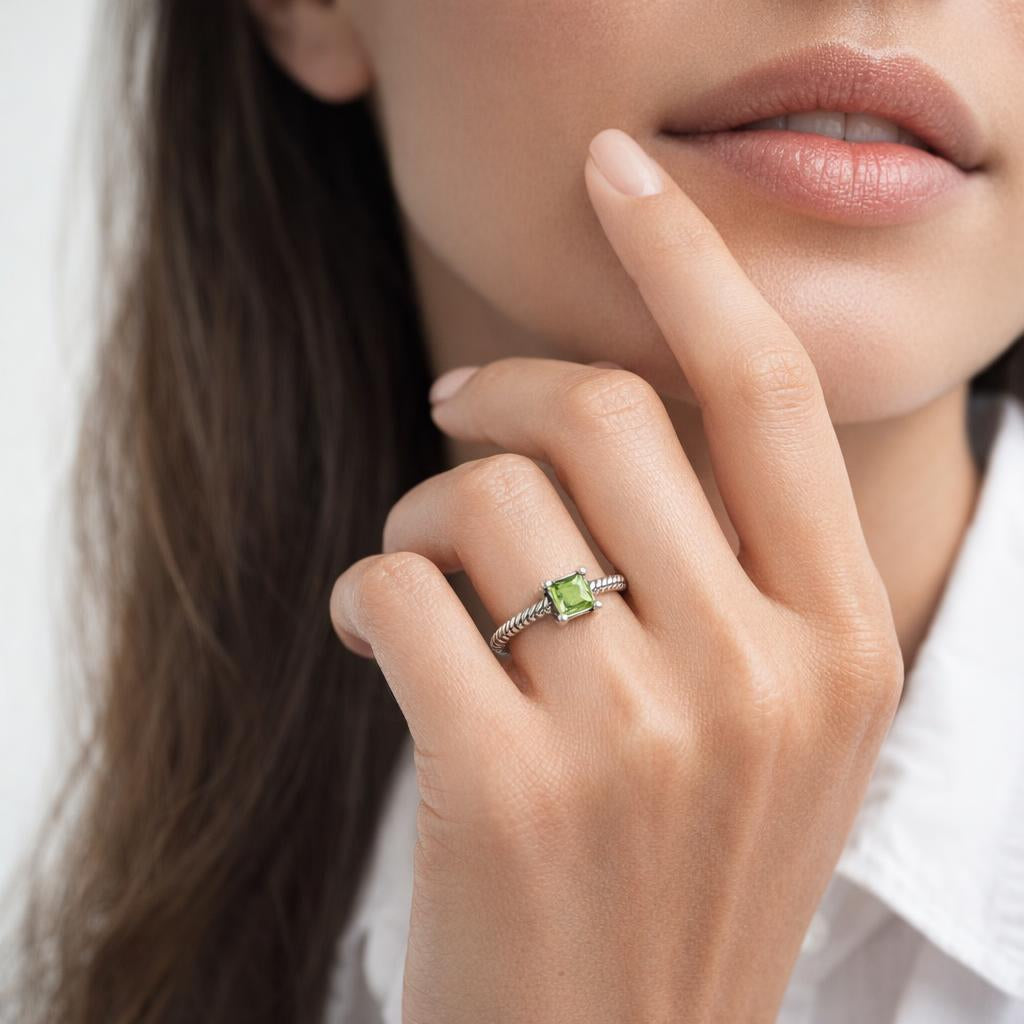 Twisted Peridot Ring
