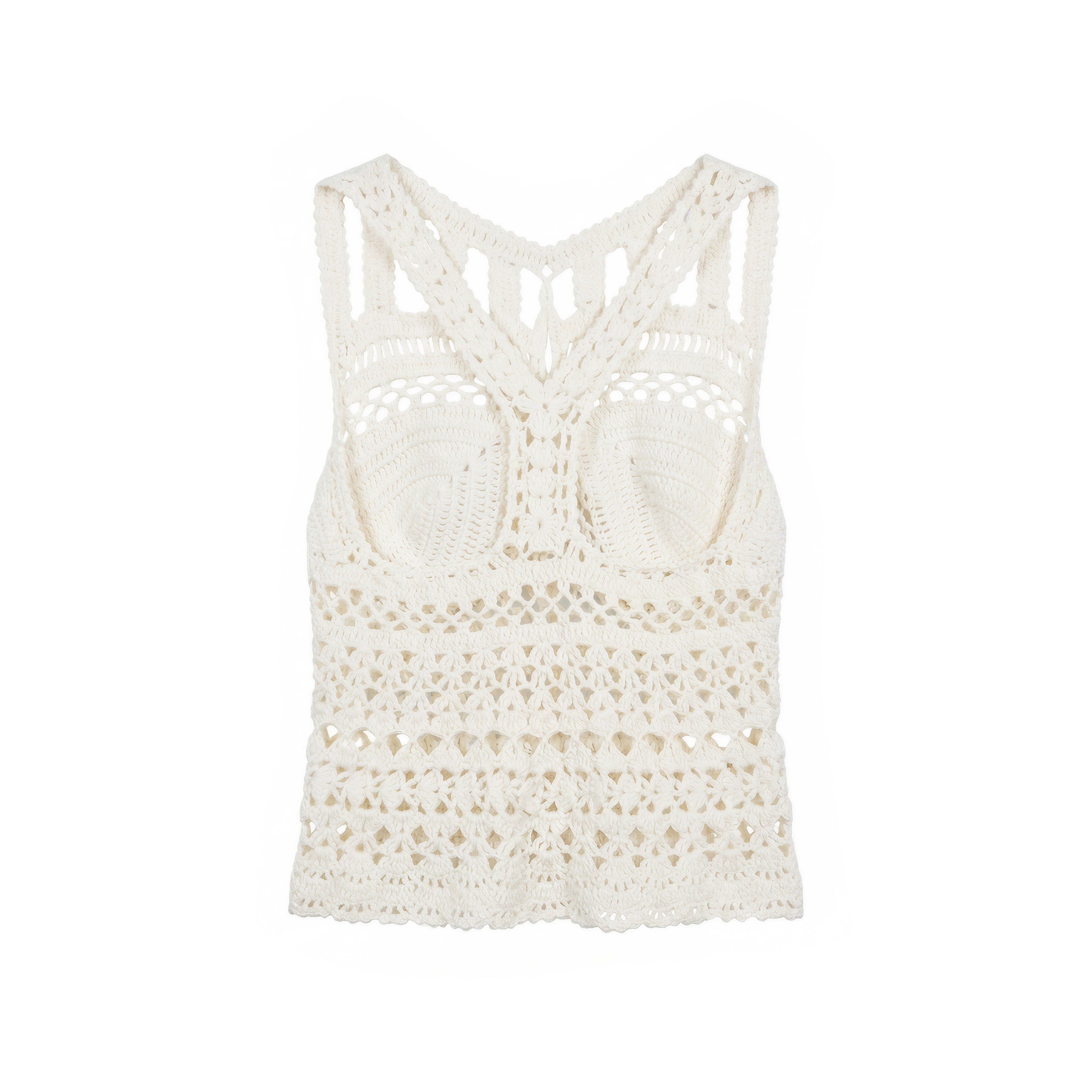 Caraco en crochet blanc crème