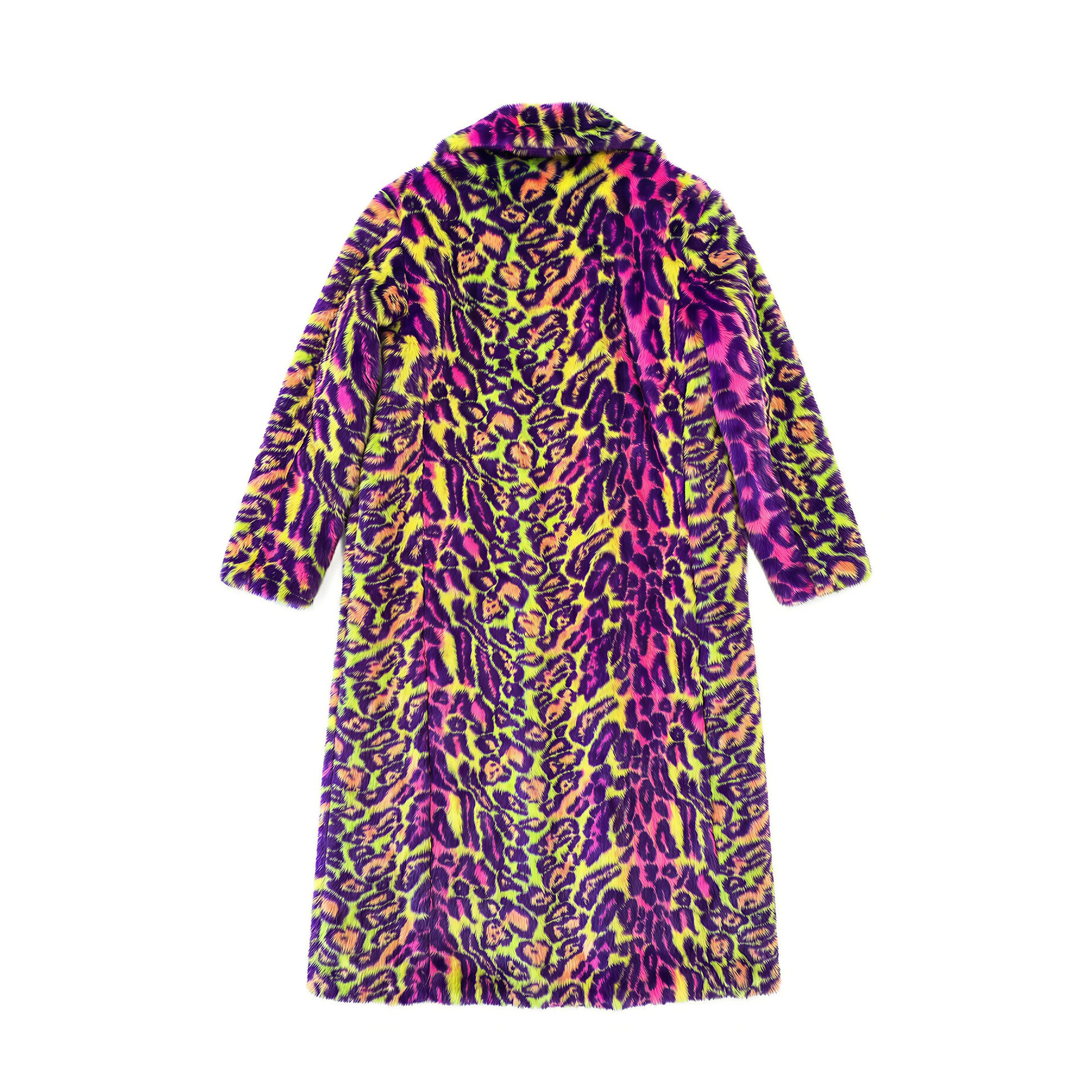 Manteau maxi en fausse fourrure néon