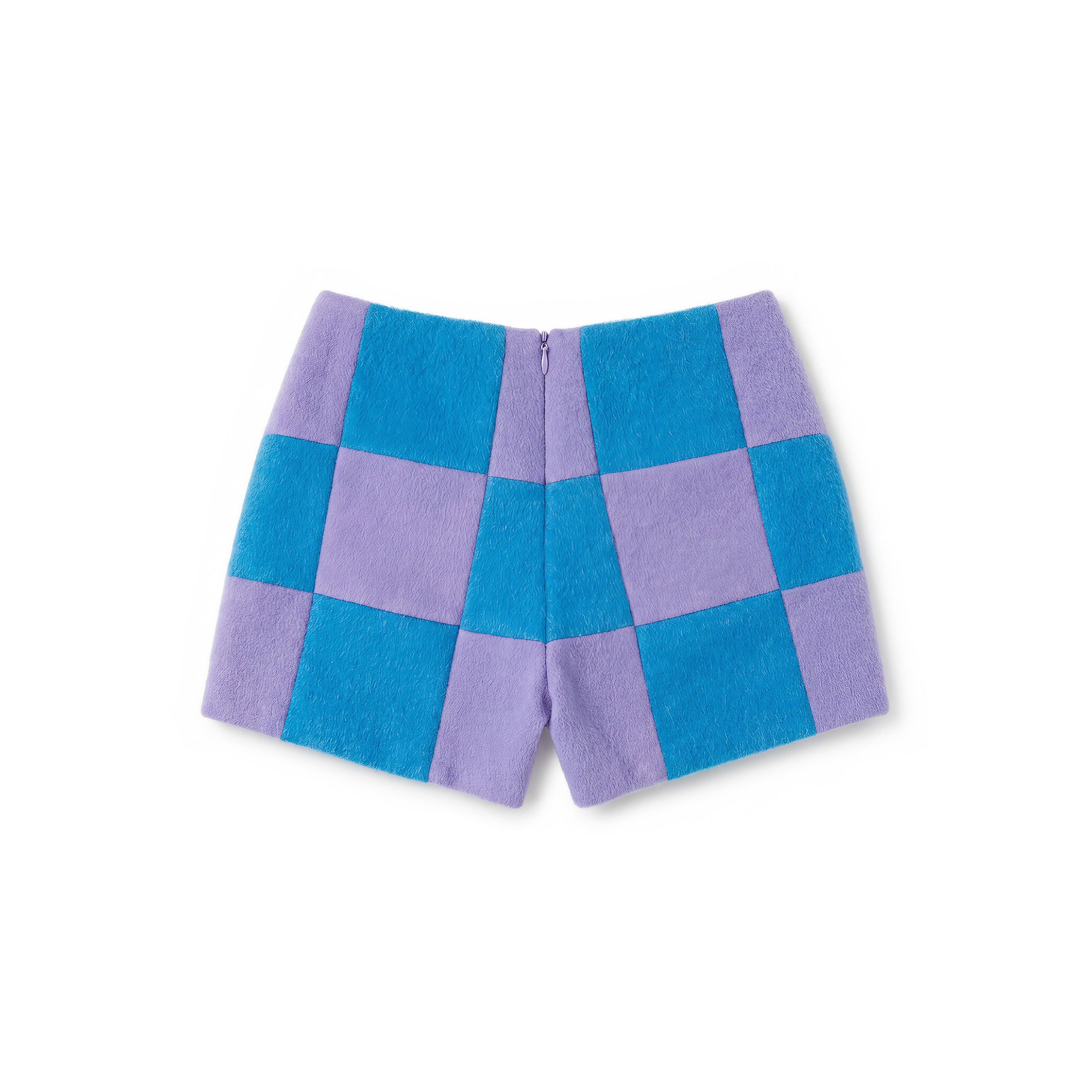 The Blue-Purple Checkerboard Alpaca Mini Shorts