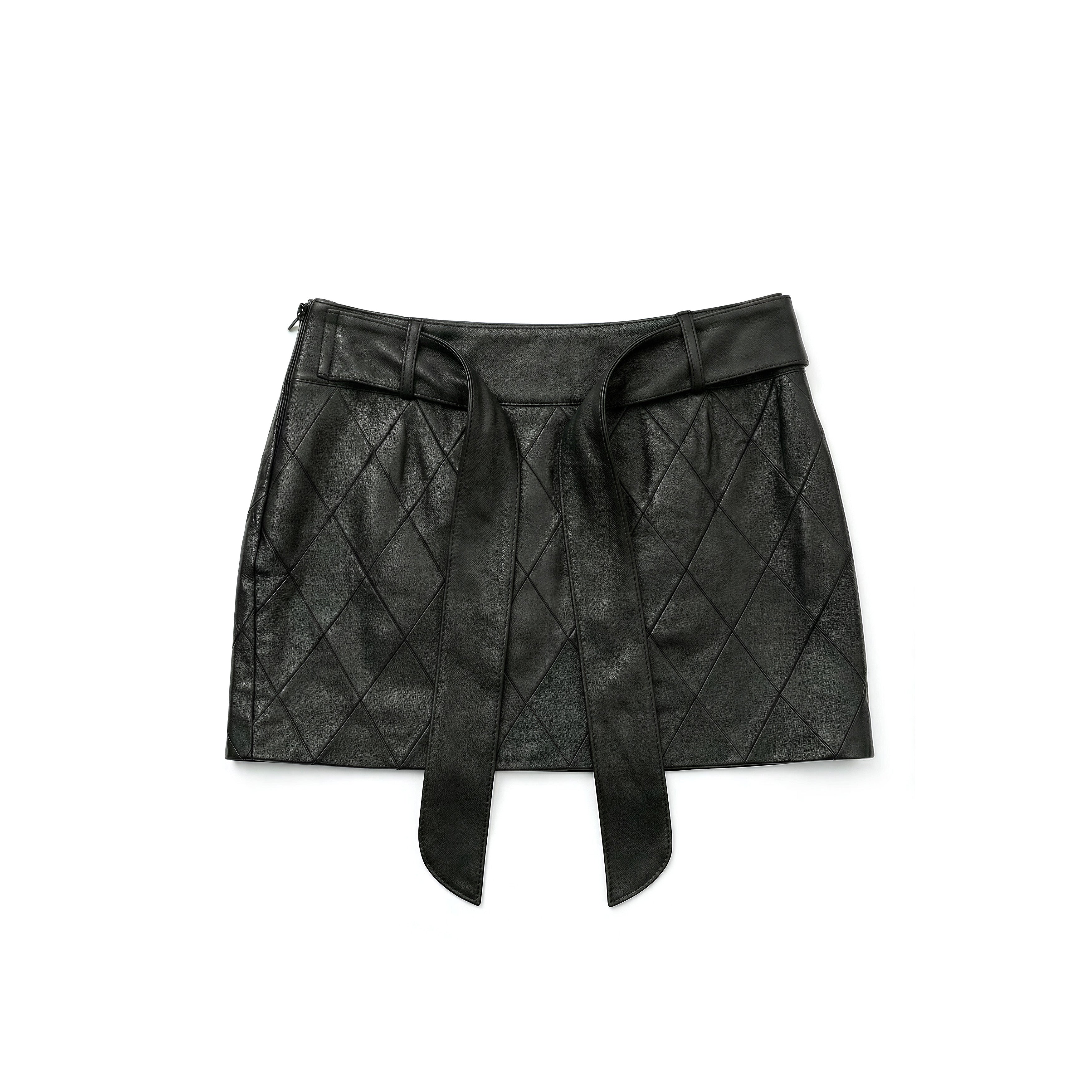 Quilted Lambskin Wrap Mini Skirt