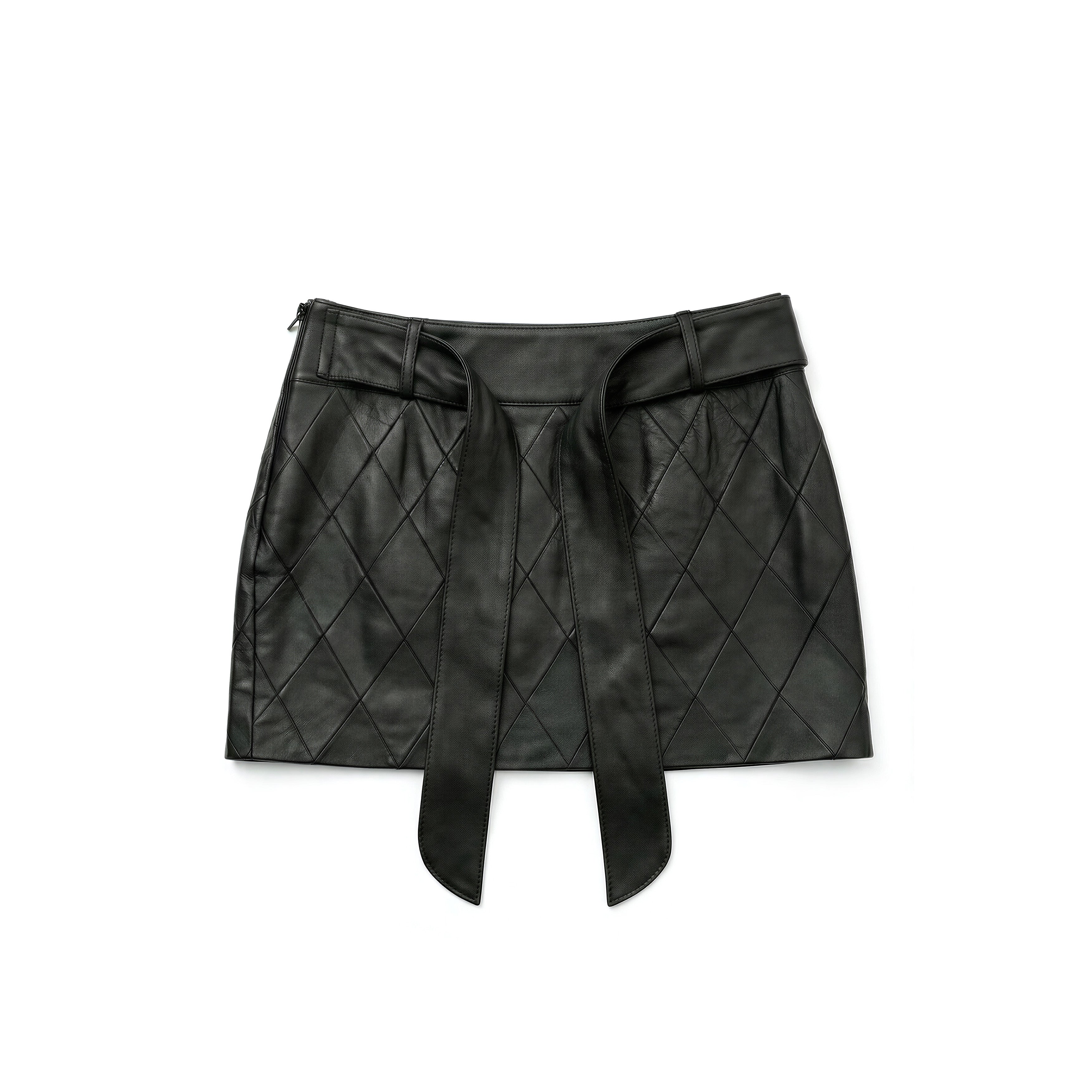Quilted Lambskin Wrap Mini Skirt