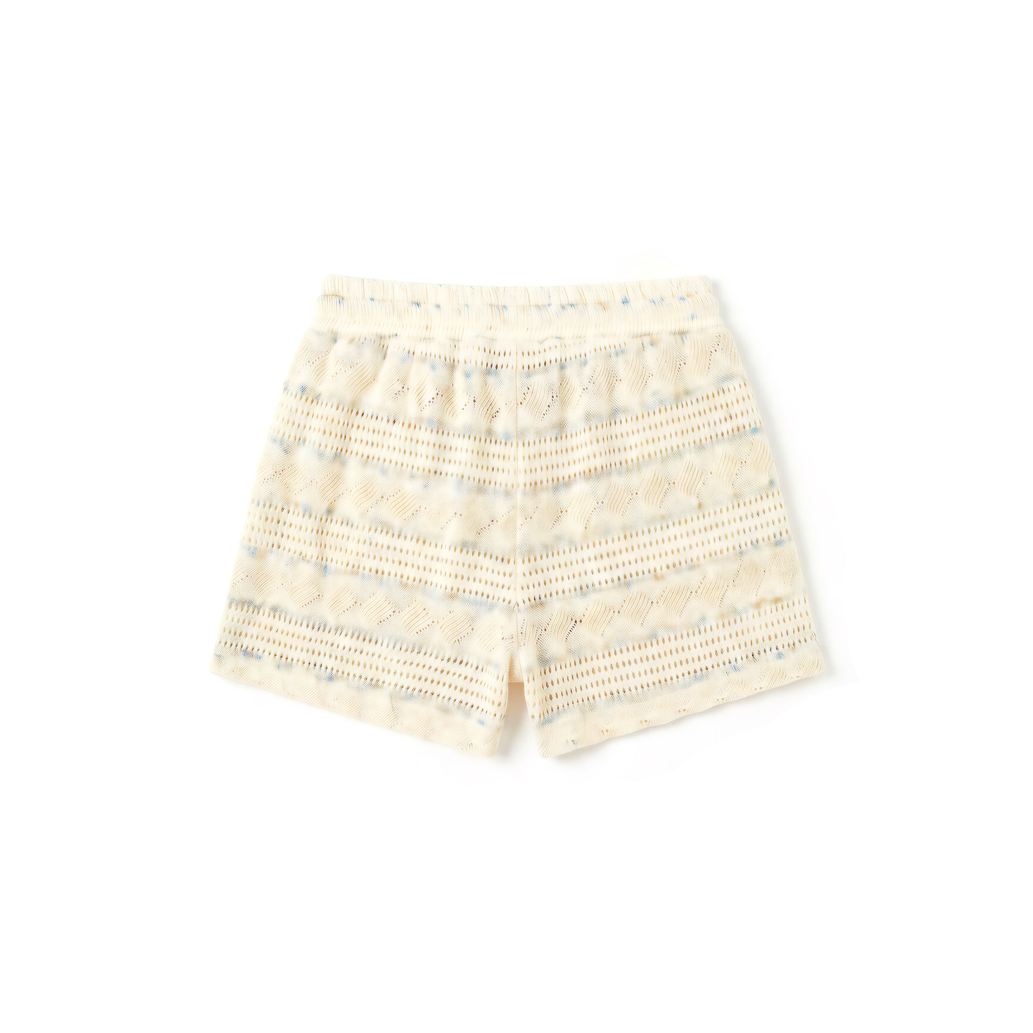 Short en maille pointelle rayé beige