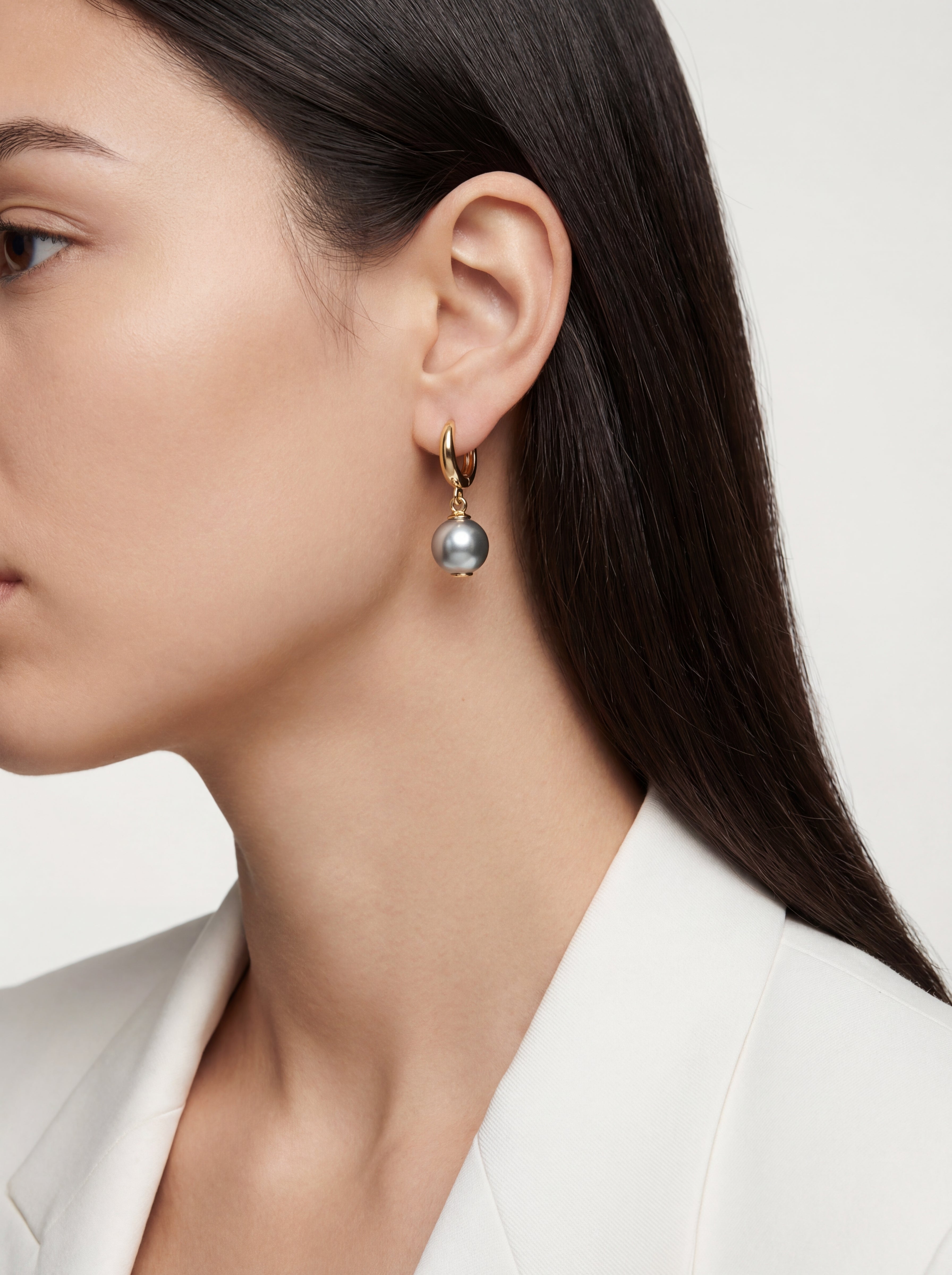 Black Tahitian Pearl Earrings | 14K Gold