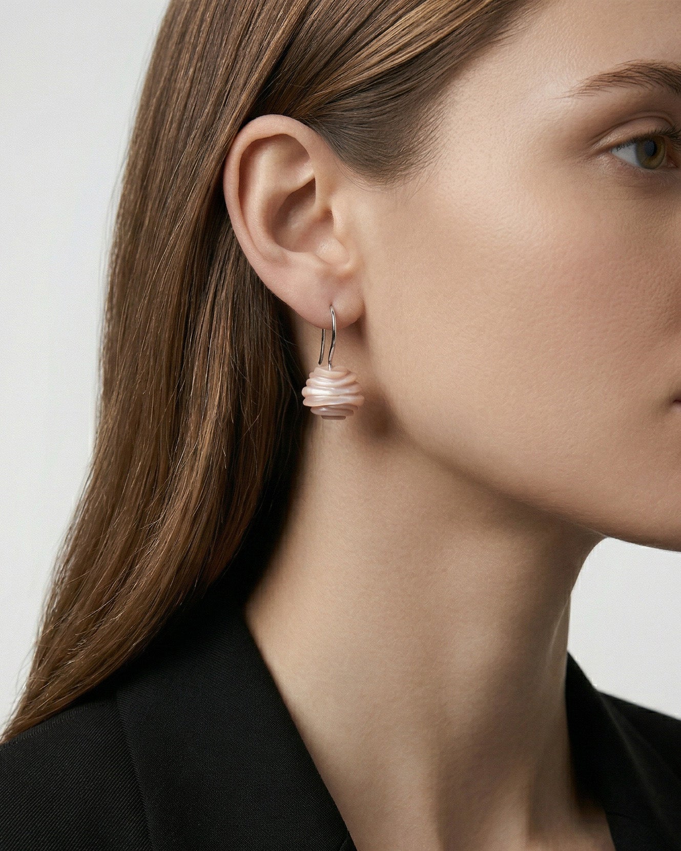 Boucle d'oreille Perle taillé | Or blanc 18K