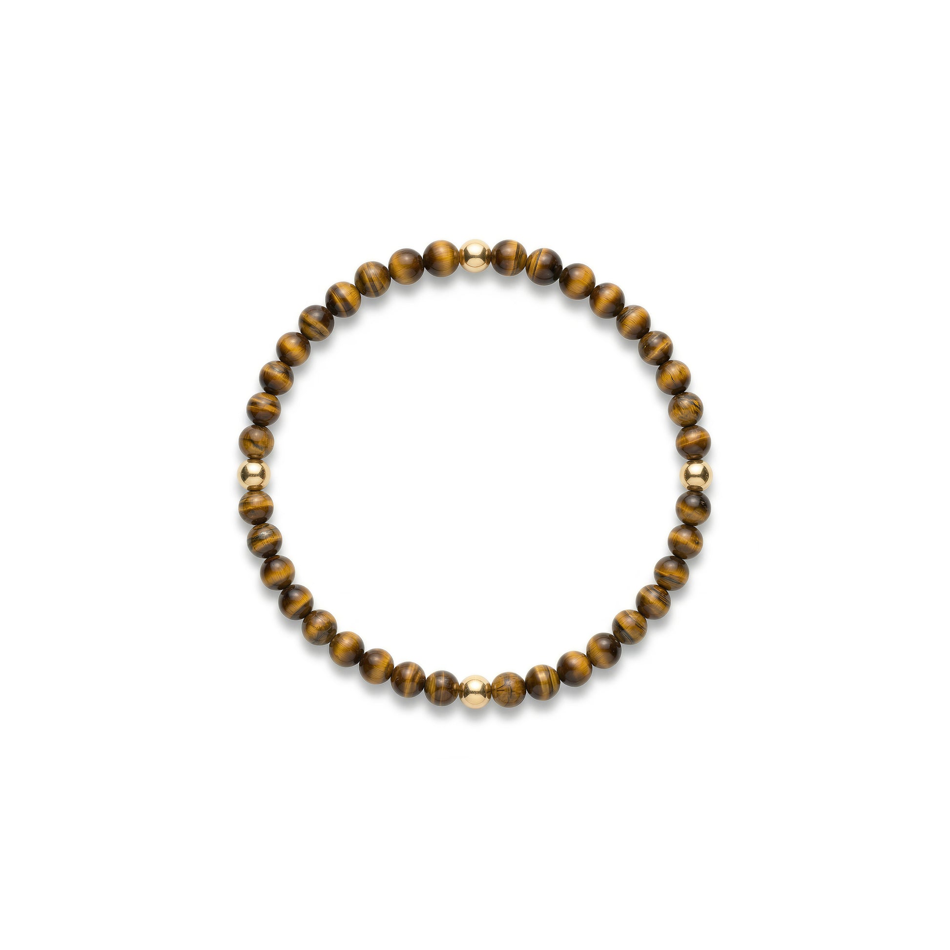 Pulsera de ojo de tigre y oro de 14K