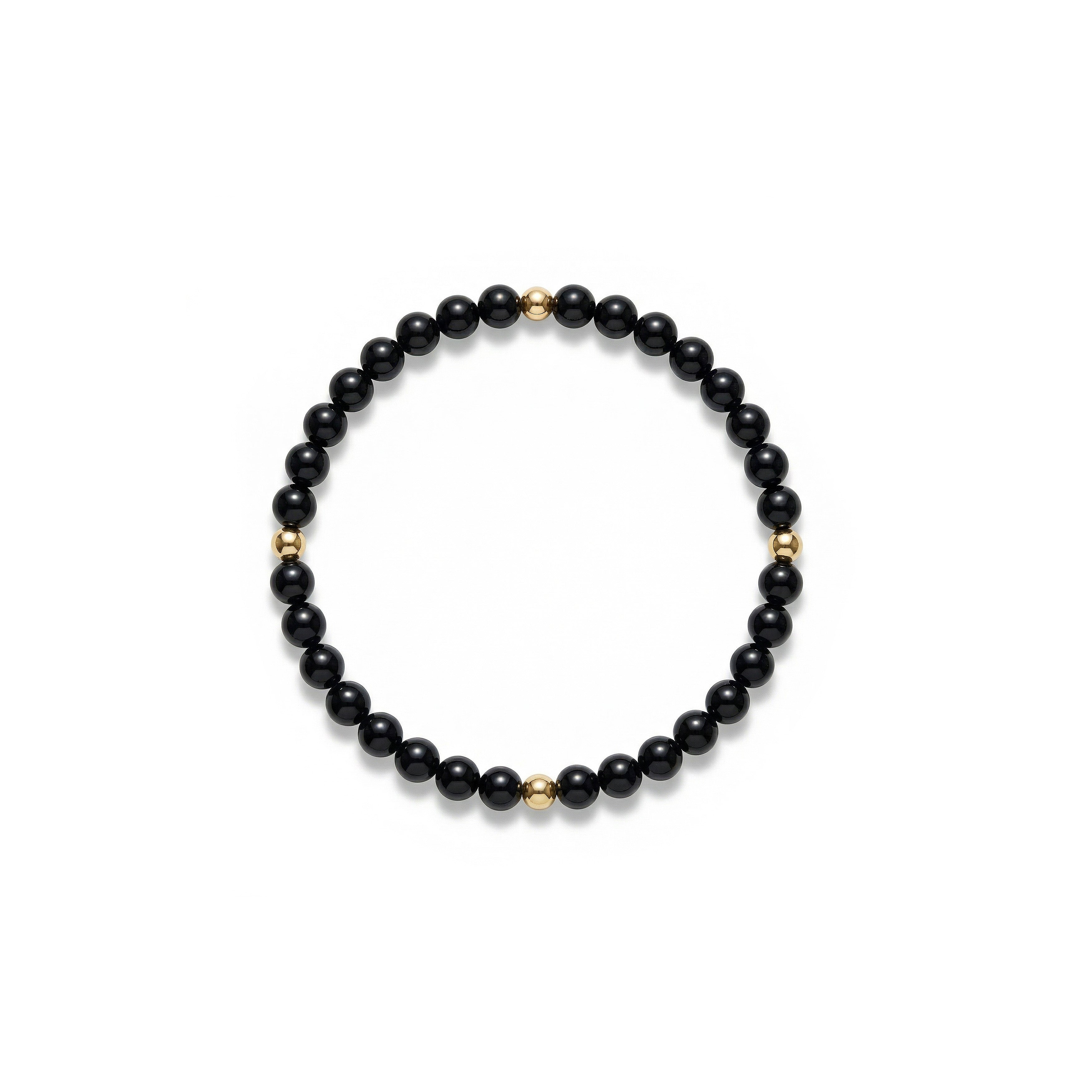 Pulsera de ónix negro y oro de 14K