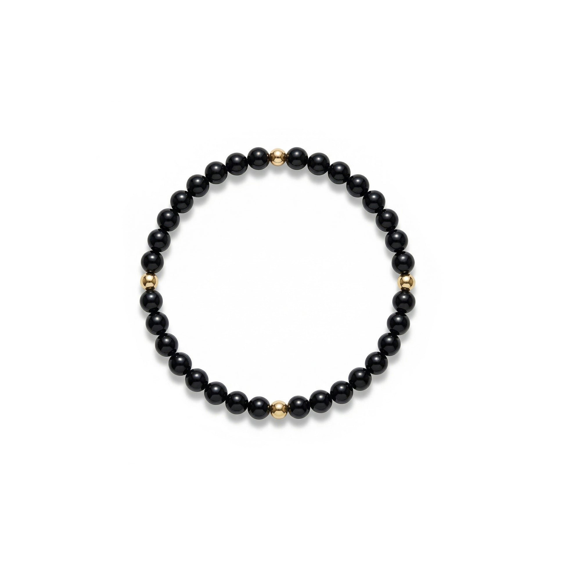 Pulsera de ónix negro y oro de 14K