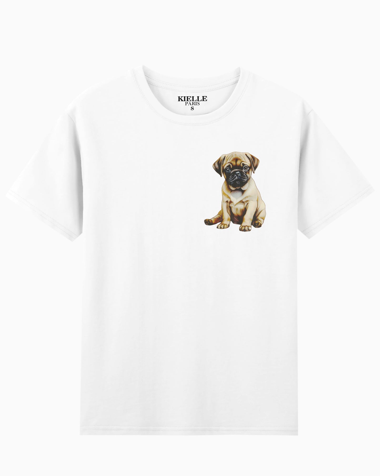 T-shirt unisexe Blanc Imprimé "Chiot Carlin"