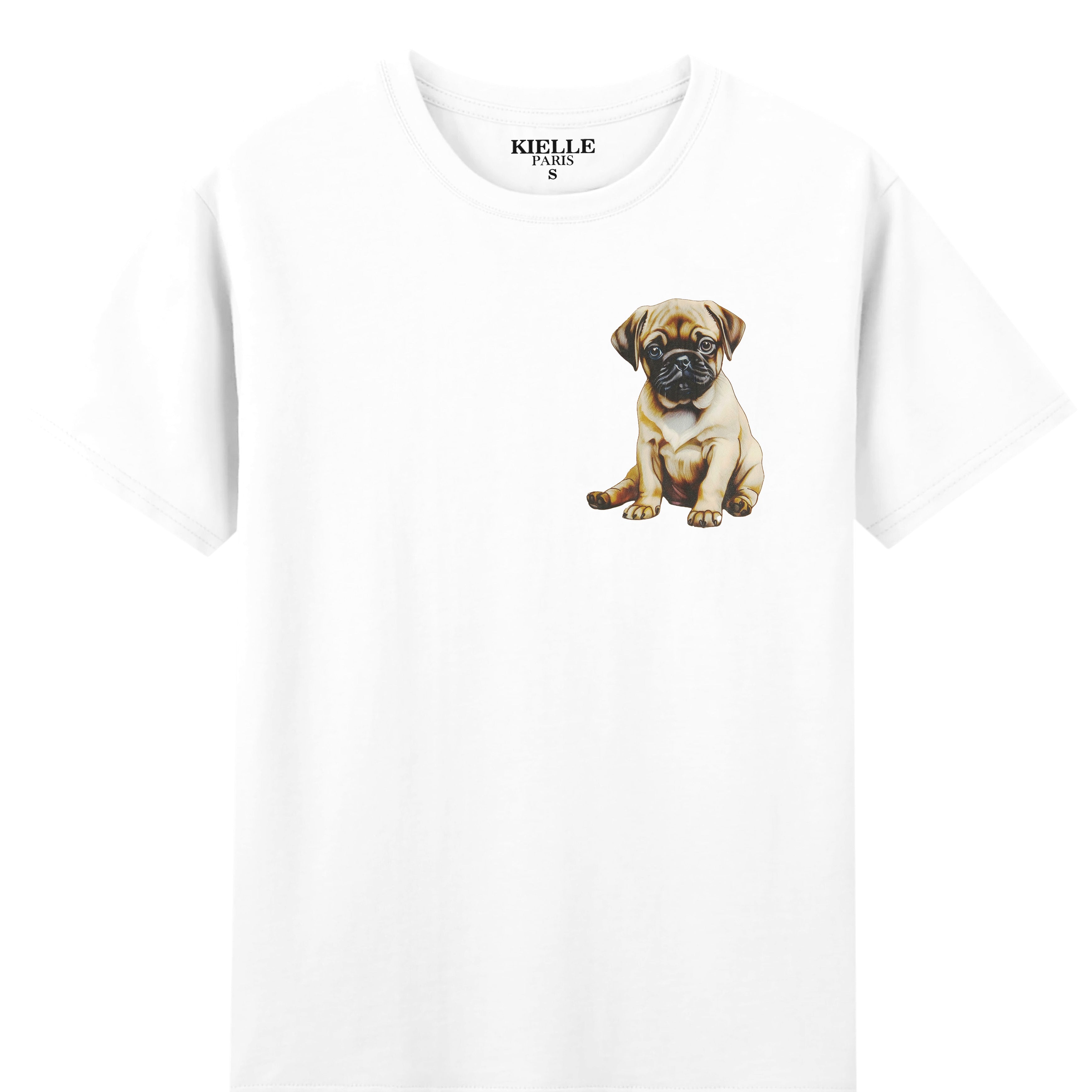 “Pug Puppy” Printed White Unisex T-shirt