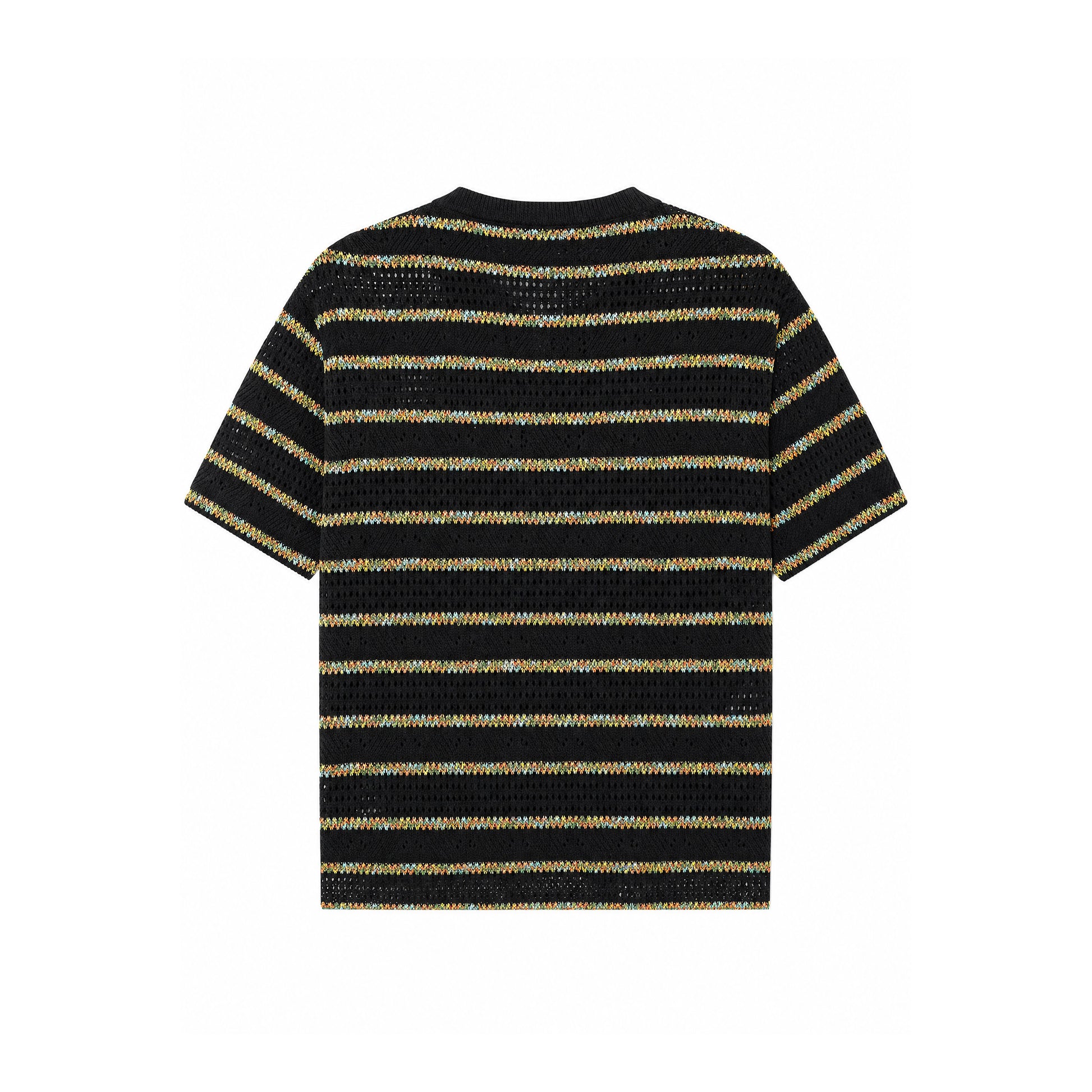 Chemise en maille pointelle noir à rayures arc-en-ciel