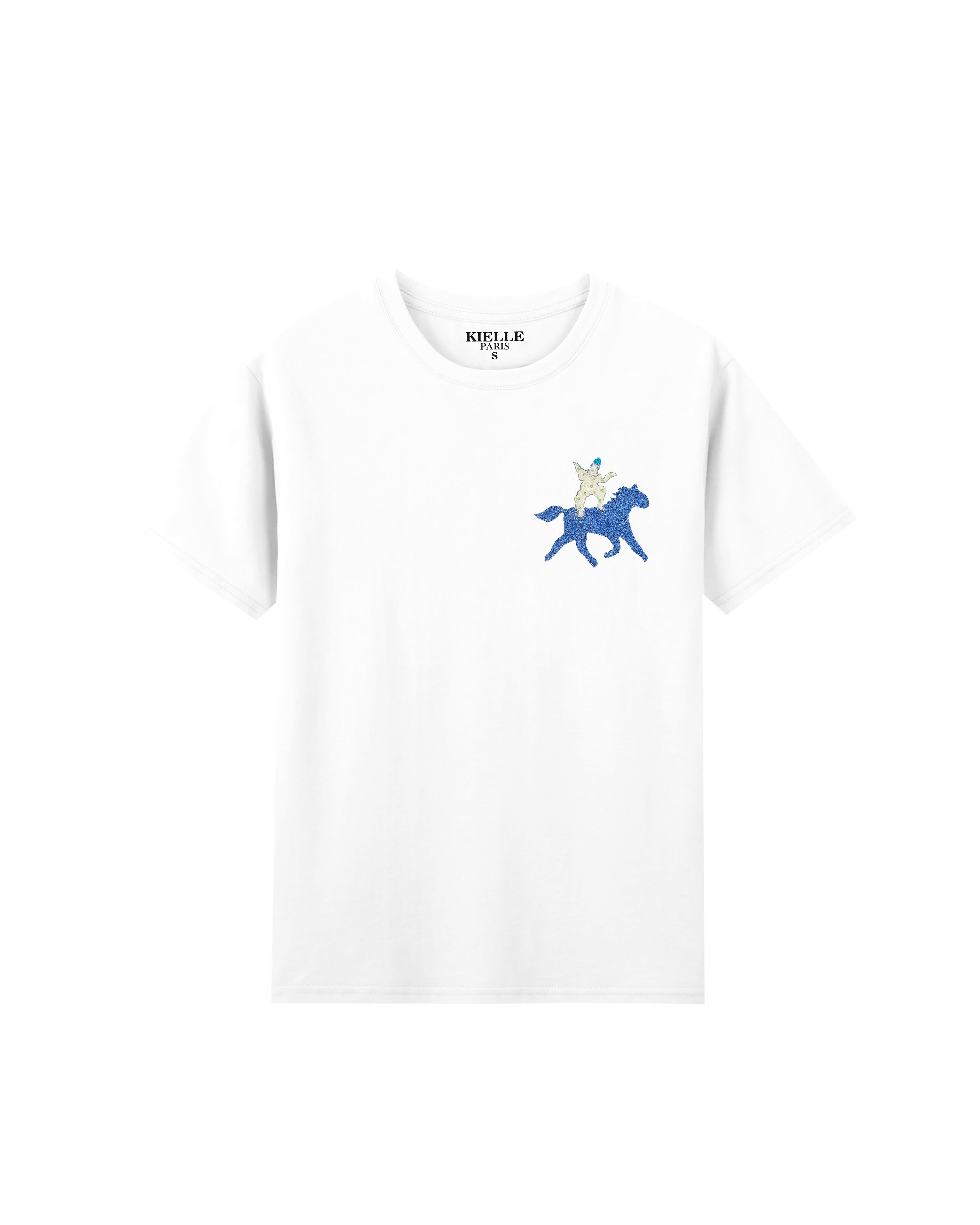 "Cavalier Fantasque" Embroidered White Unisex T-Shirt
