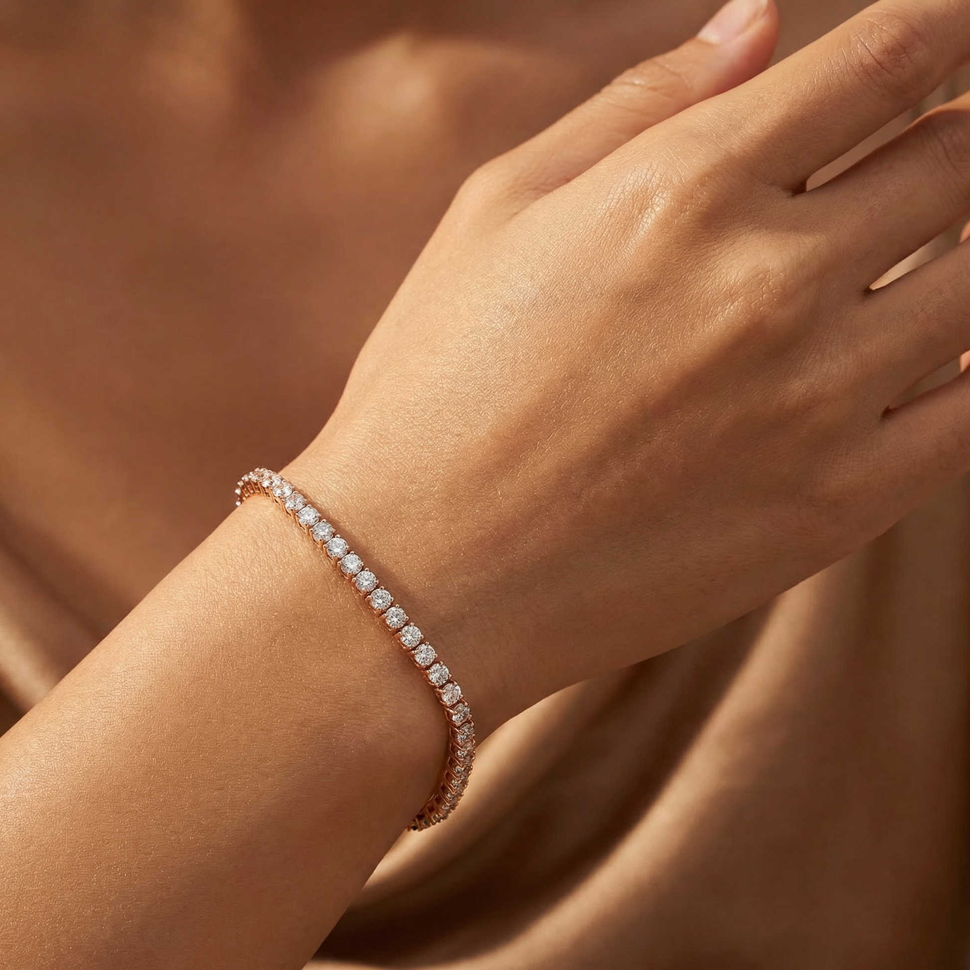 Pulsera de eternidad de tenis de oro de 18K