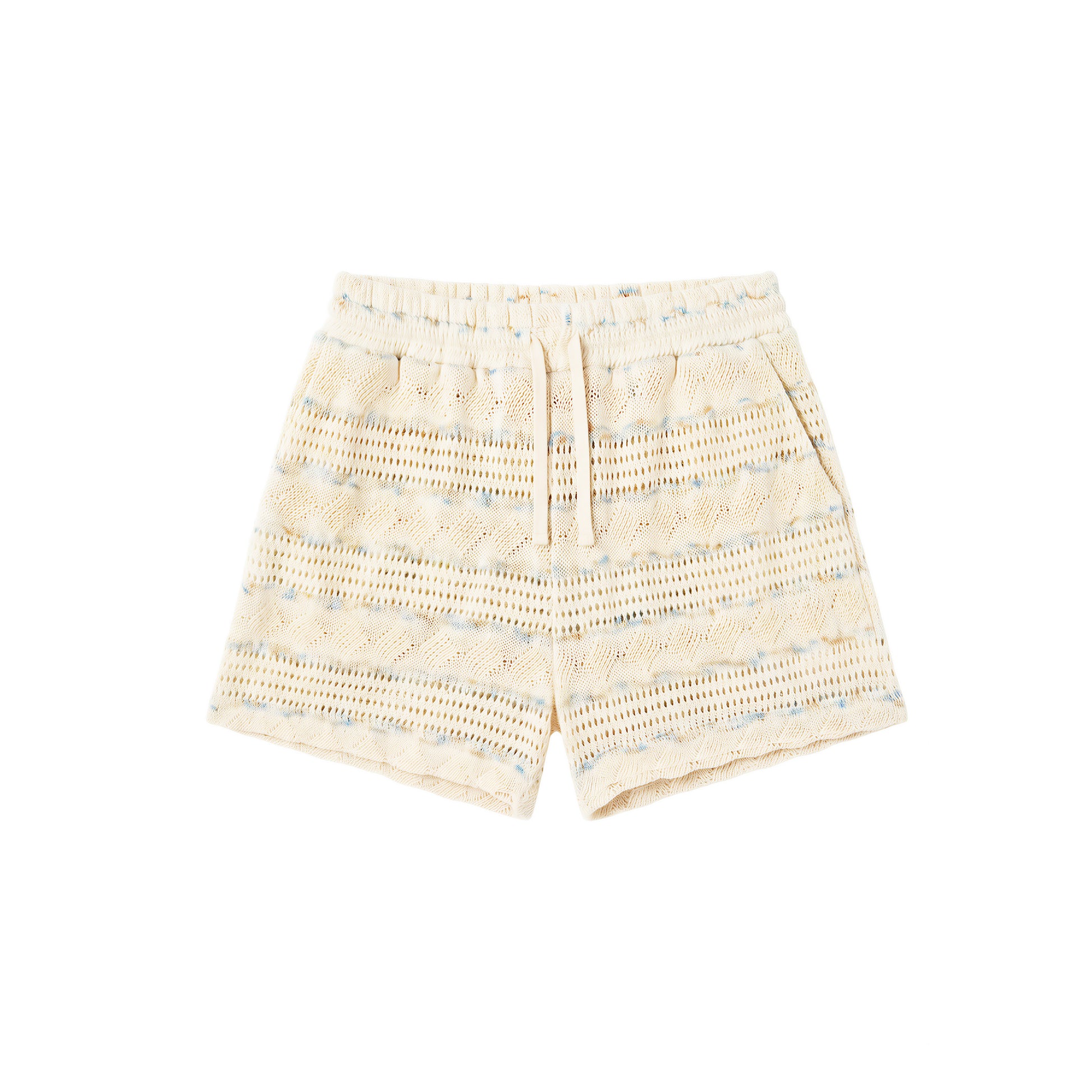 Short en maille pointelle rayé beige