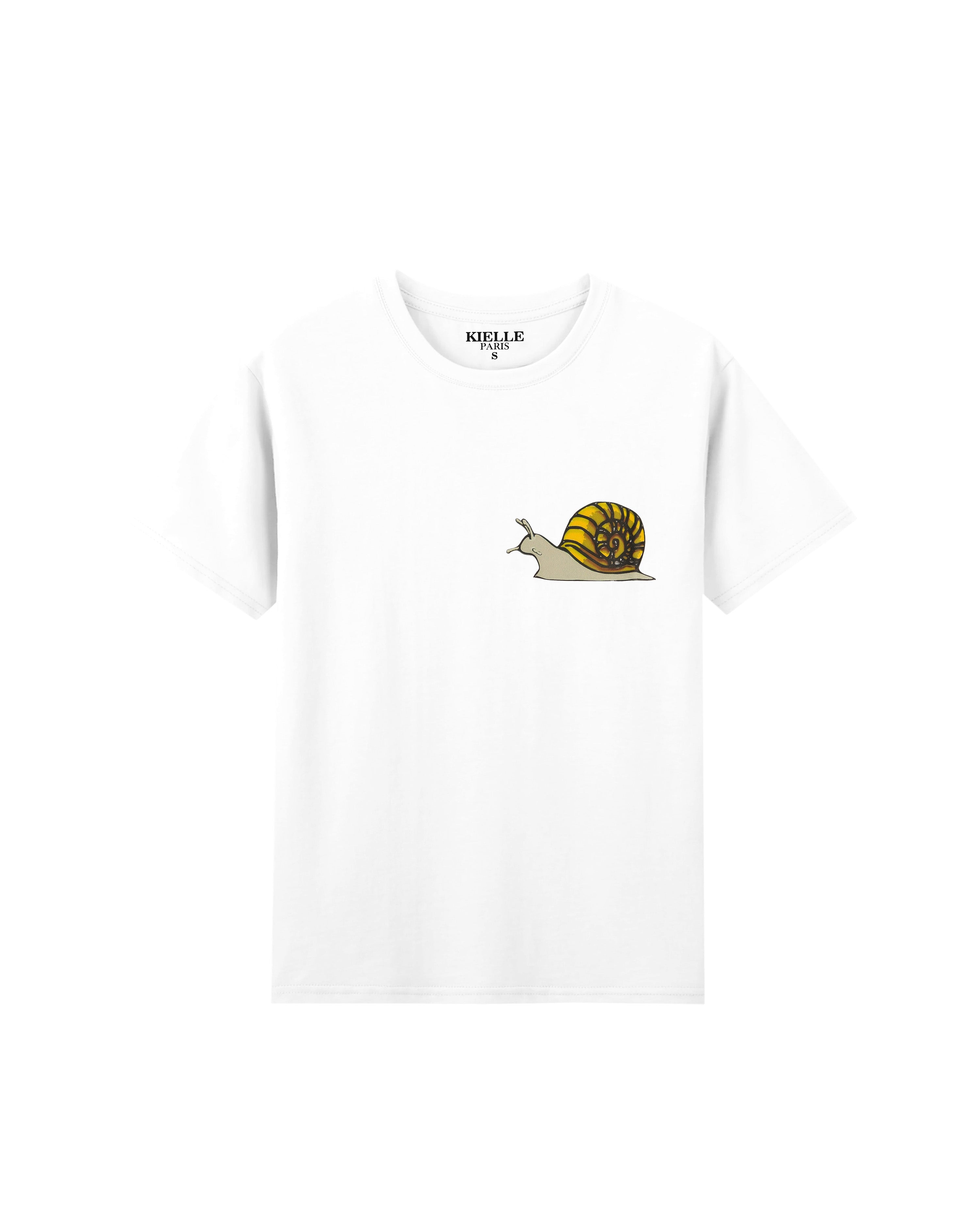 “Snail” Printed White Unisex T-shirt