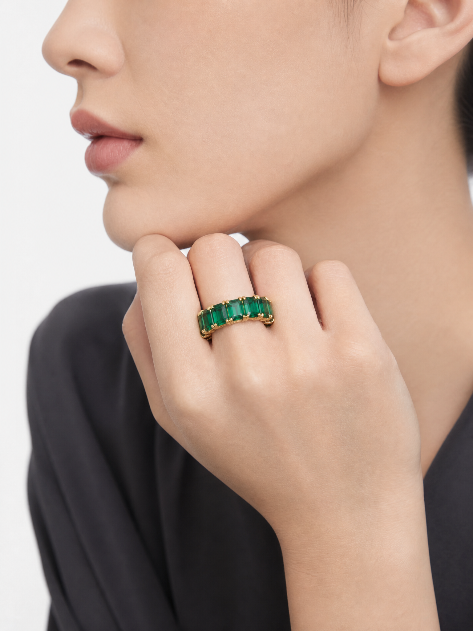 Bague d'Éternité - Émeraude de laboratoire