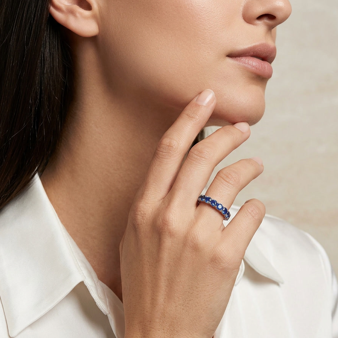 Bague d'éternité saphir en or 18K