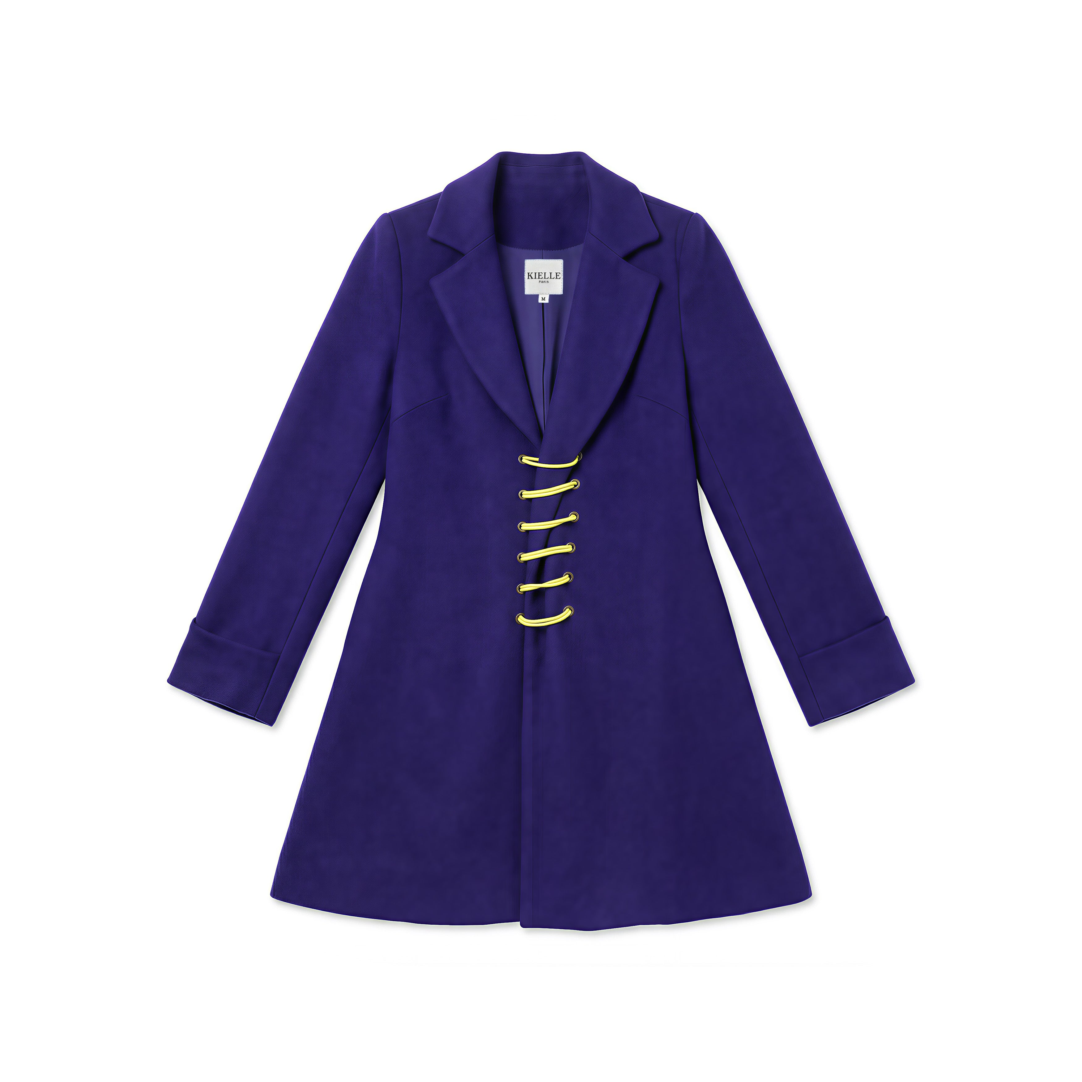 Manteau indigo en Alpaga à taille cintrée