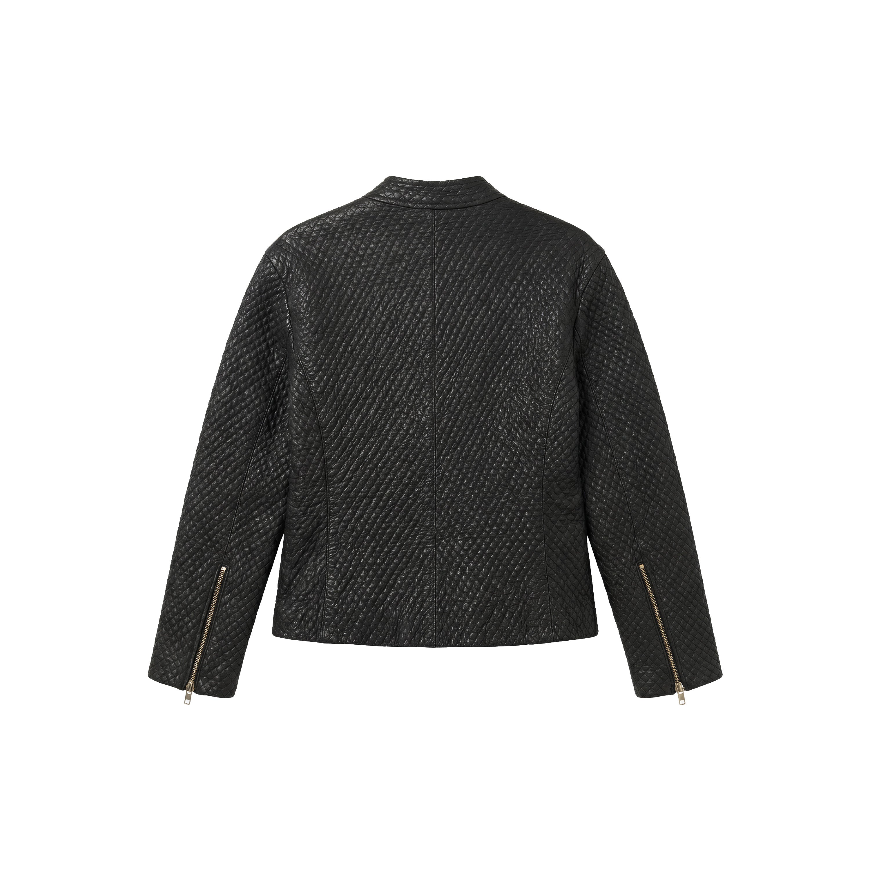 Chaqueta de cuero acolchada con microdiamantes