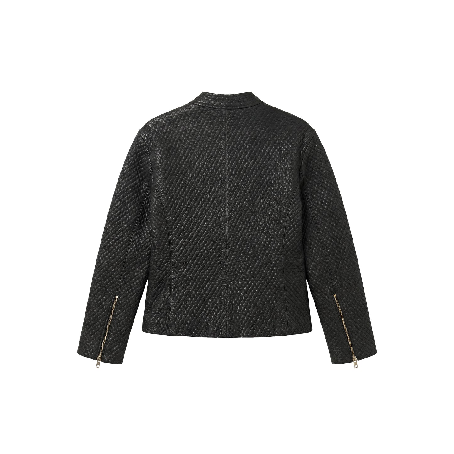 Micro Diamond-Quilted Leather Jacket