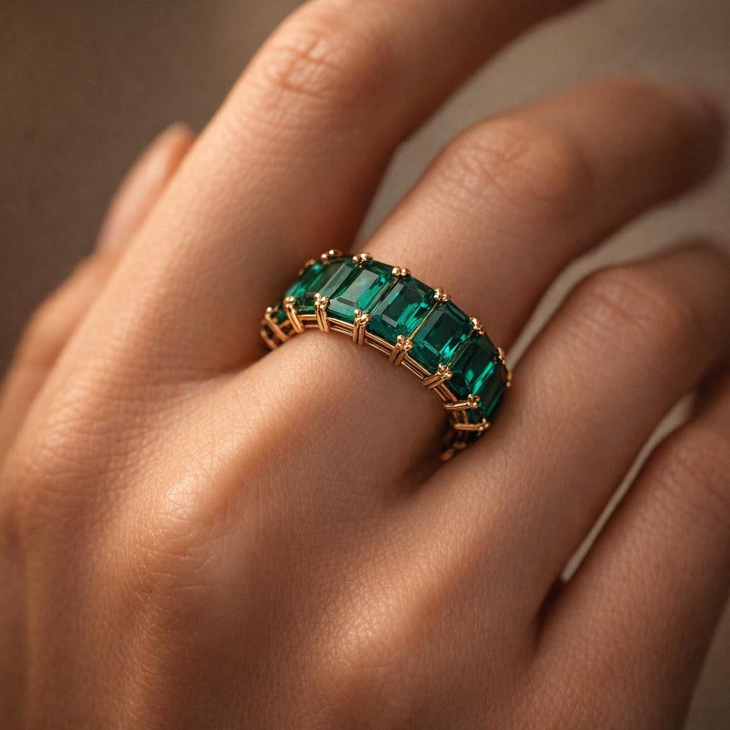 Anillo de eternidad – Esmeralda sintética