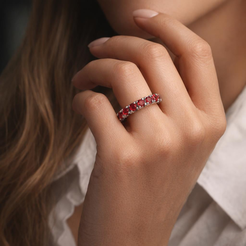 Bague d'éternité rubis en or 18K