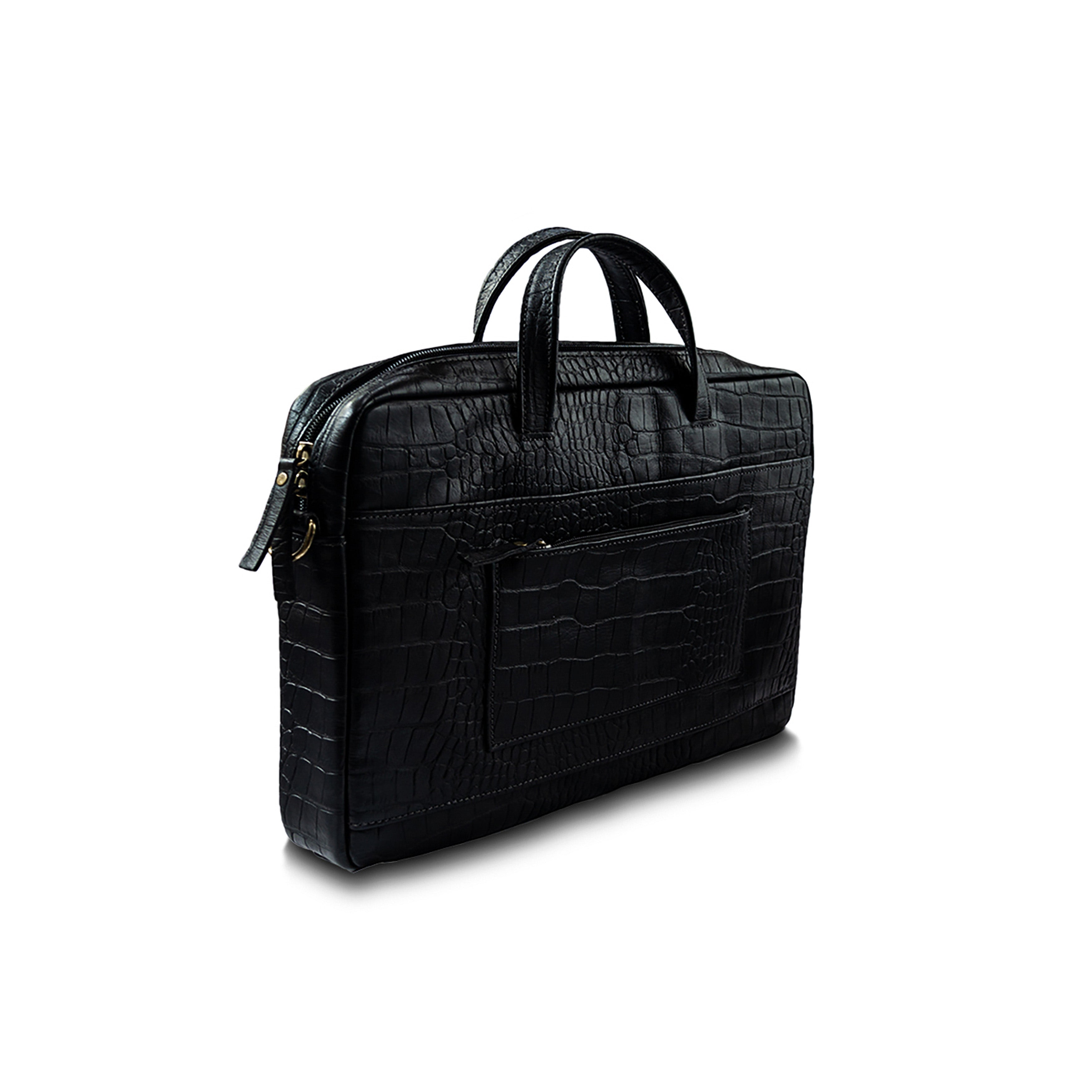 Sac pour ordinateur portable noir embossé effet Caïman