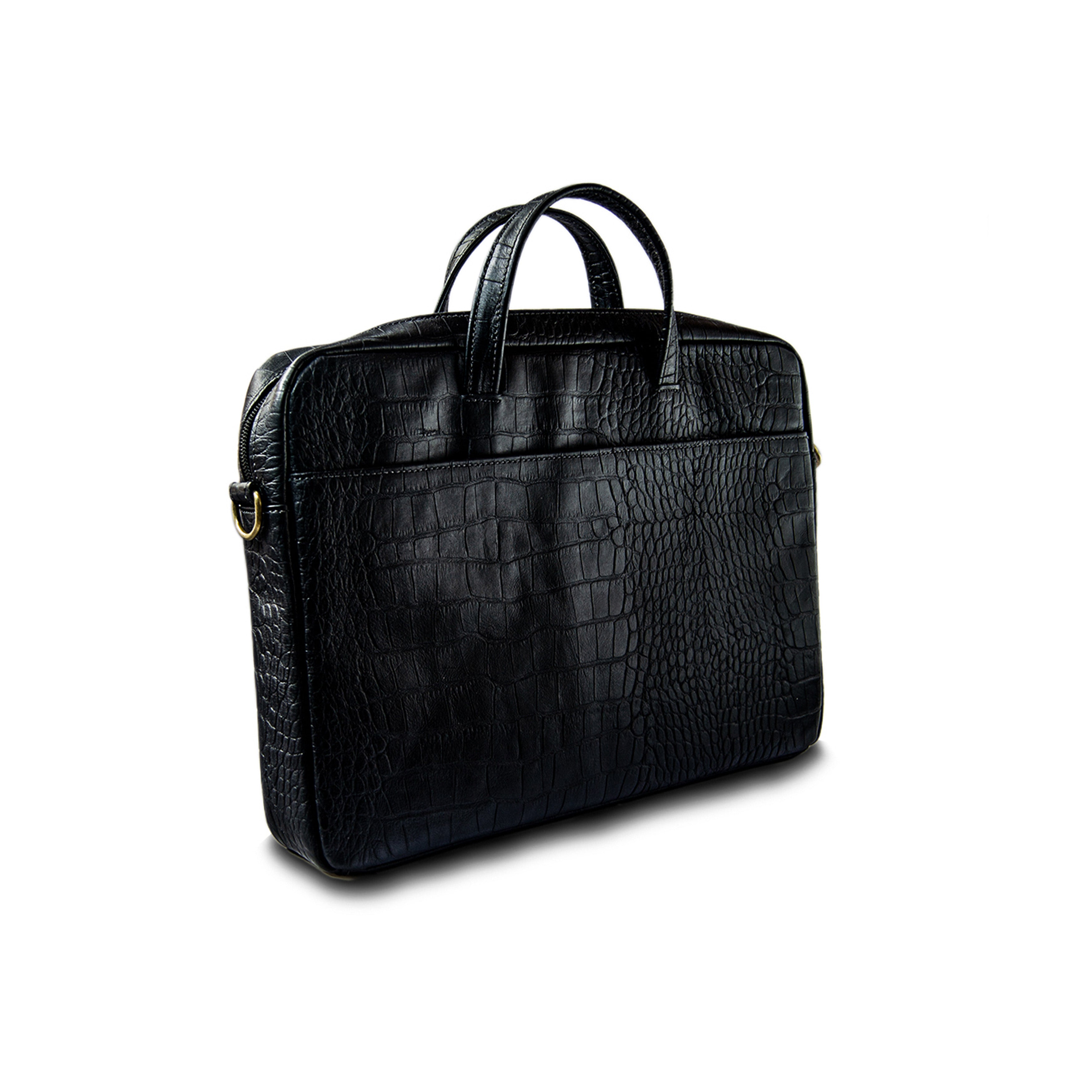 Sac pour ordinateur portable noir embossé effet Caïman