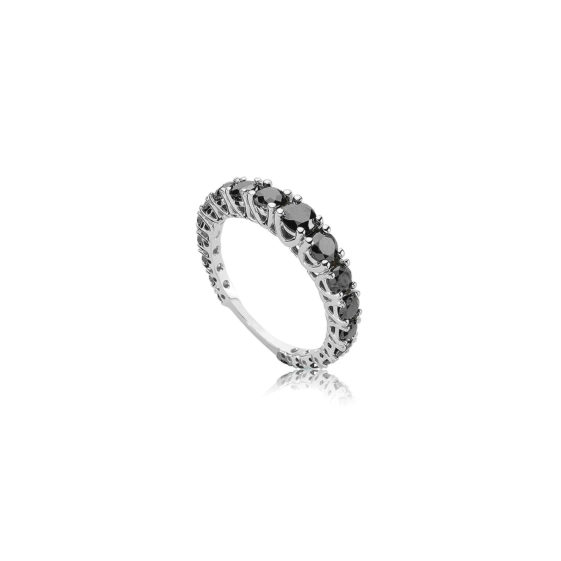 Bague d'éternité diamant noir en or 18K