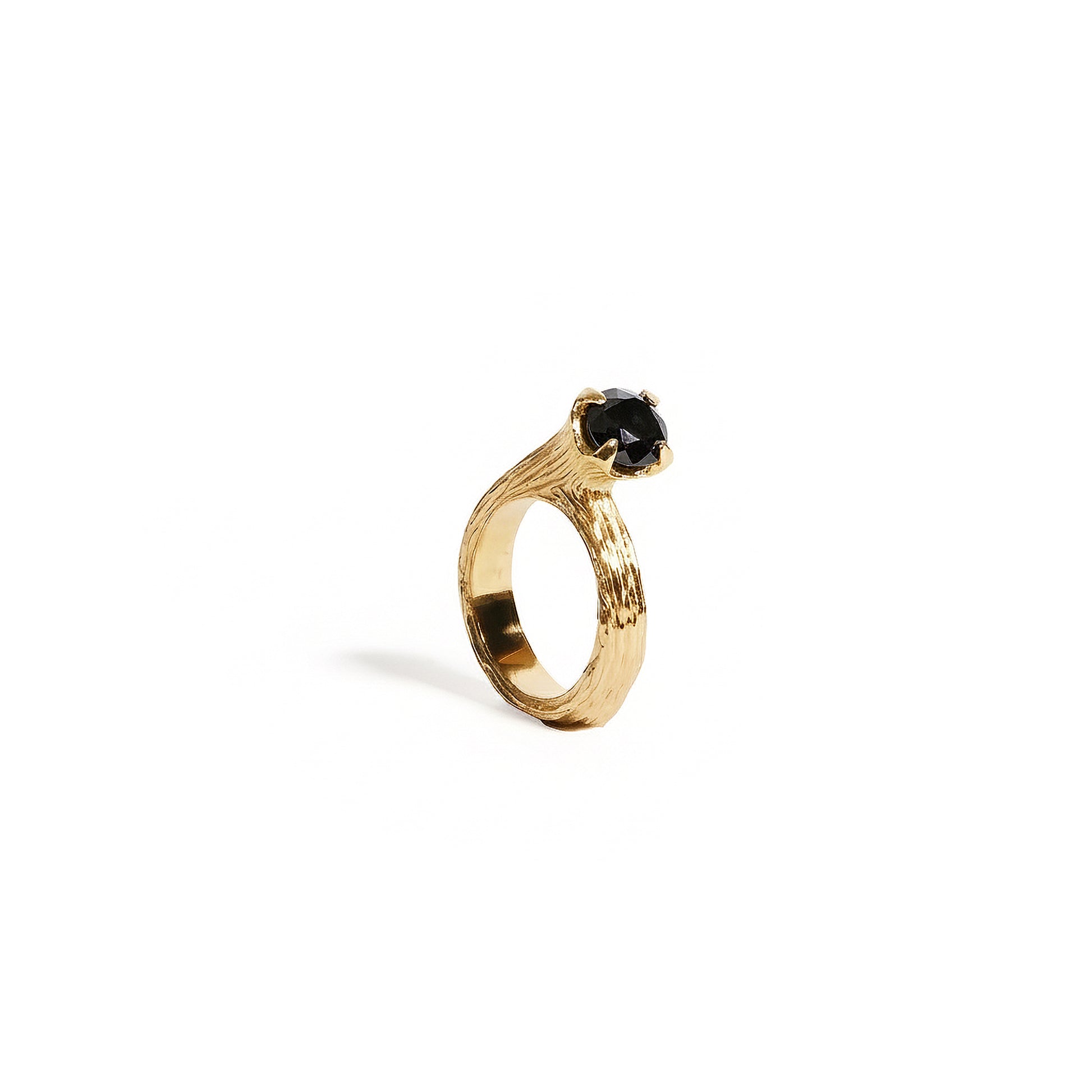 Tulipe | 14K Yellow Gold and Black Diamond Ring