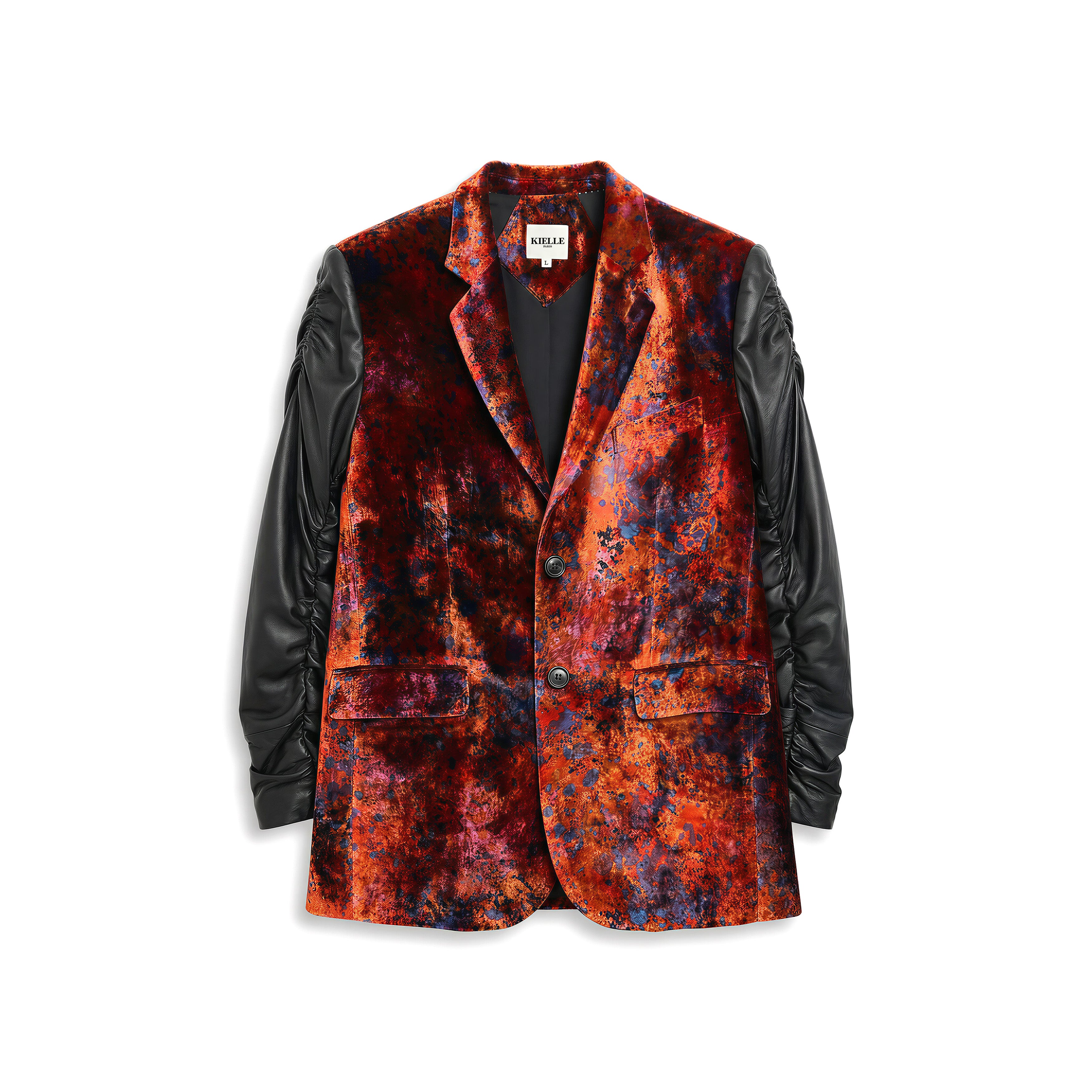 Blazer Crimson Panne de terciopelo y piel de cordero fruncida