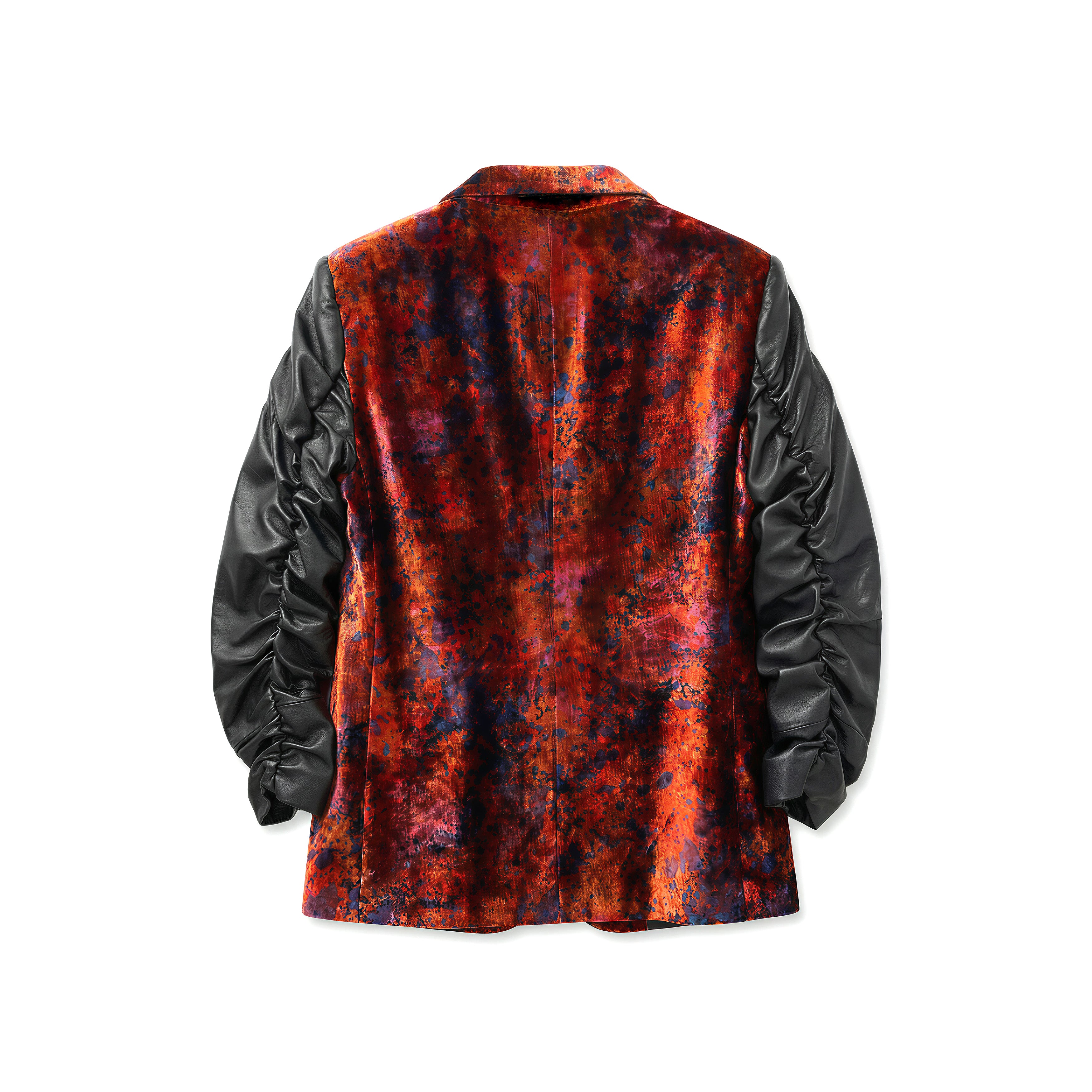 Blazer Crimson Panne de terciopelo y piel de cordero fruncida