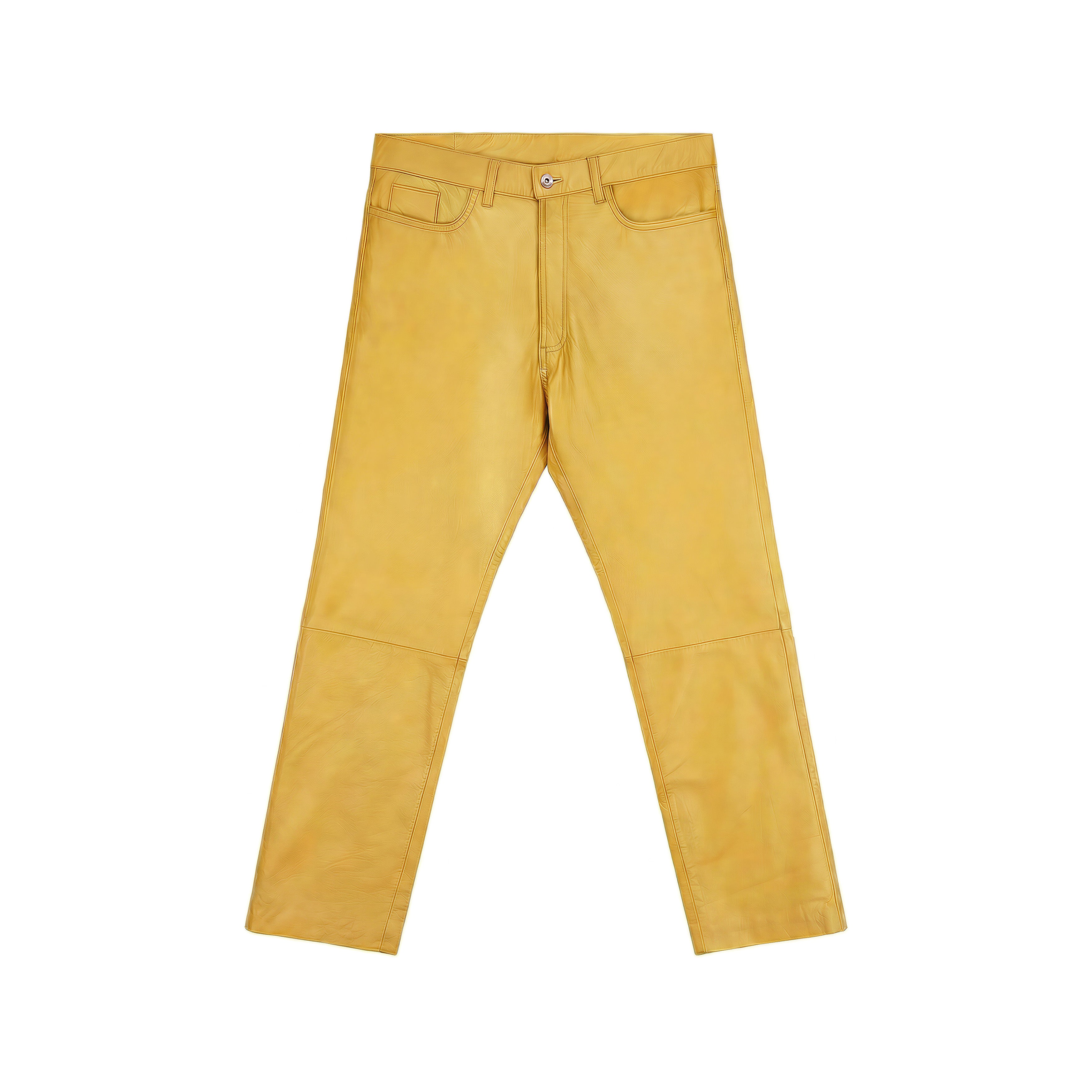 Pantalon en cuir de mouton jaune