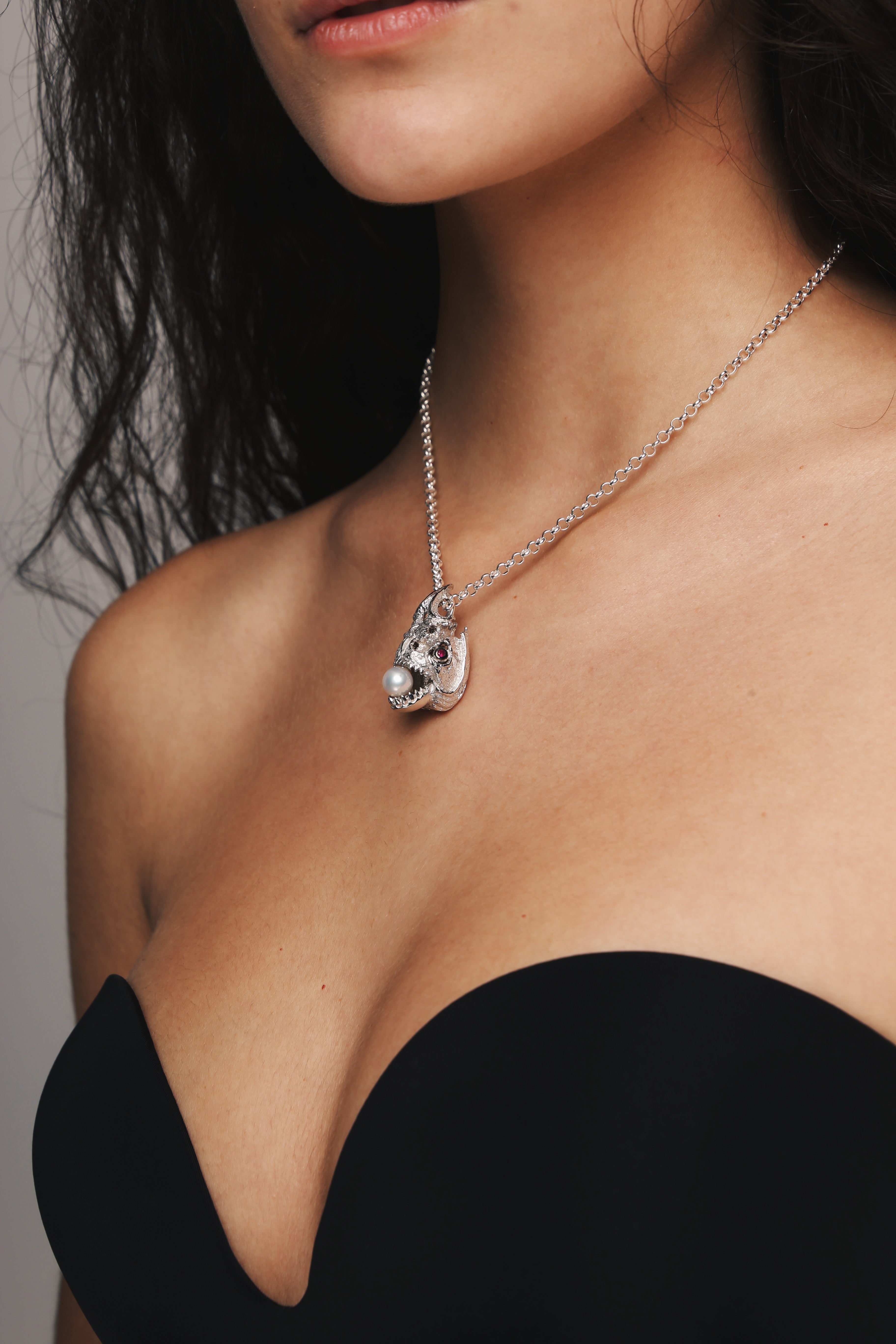 The Ruby-Eyed Piranha Skull Pendant