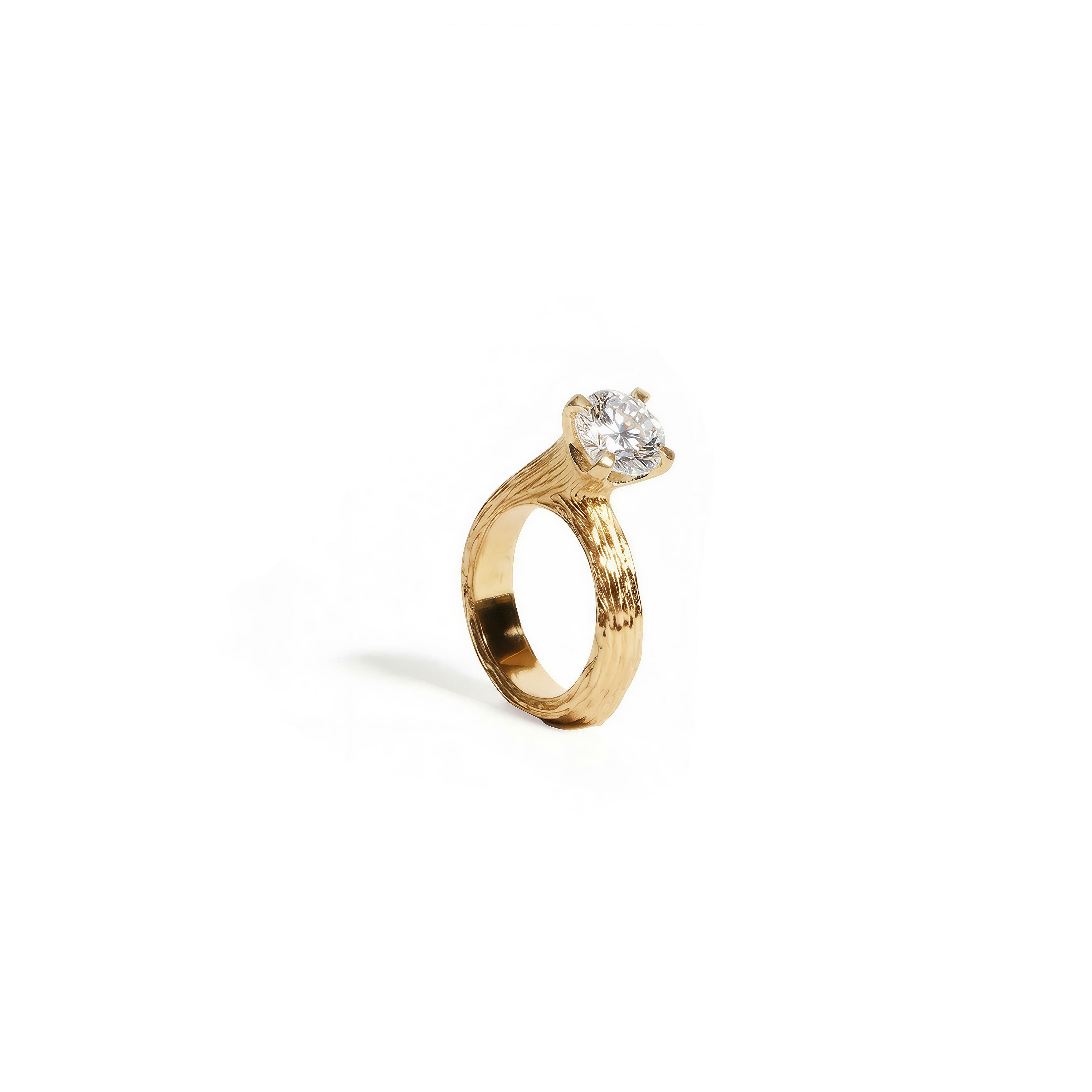 Tulipe | Bague en or jaune 18K avec diamant