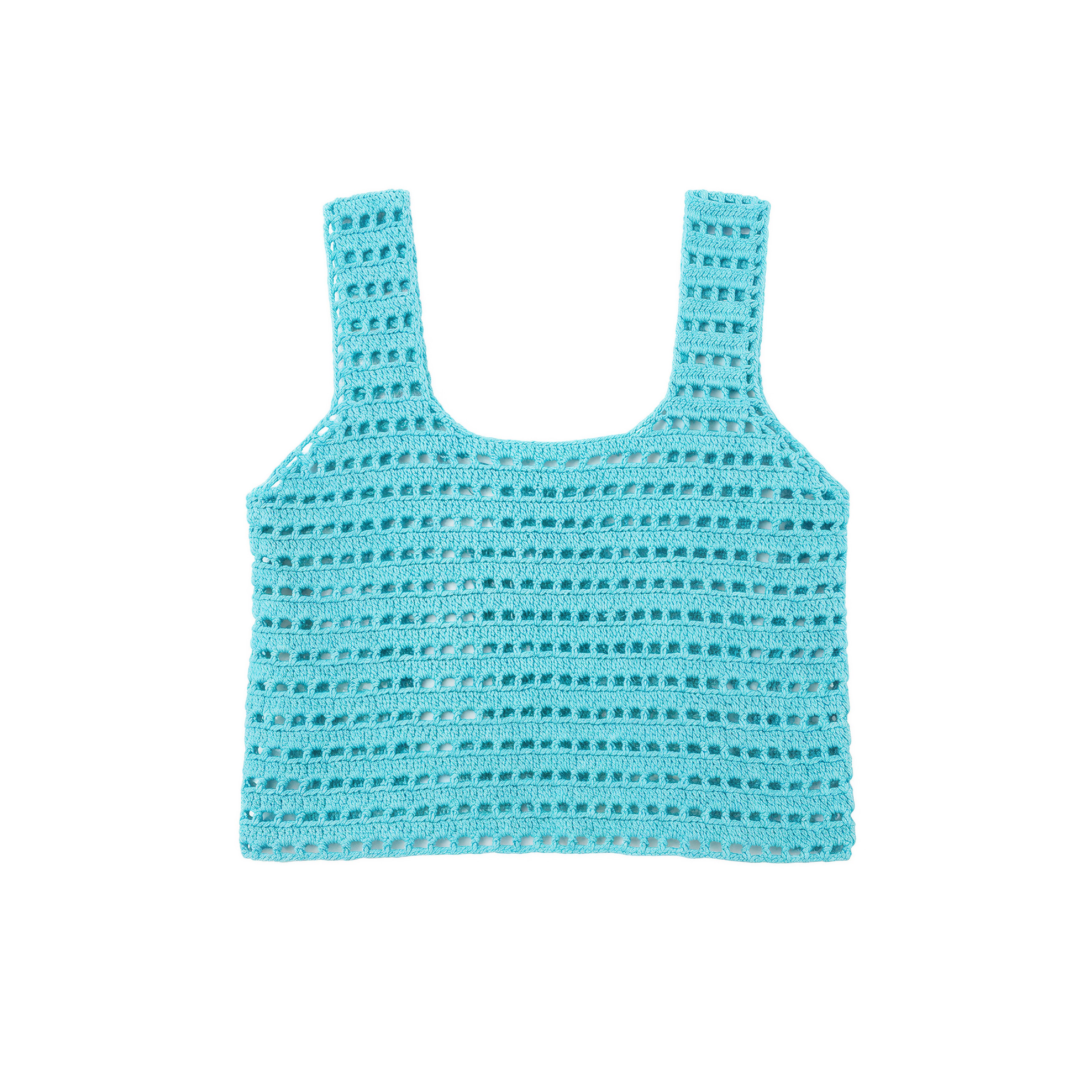 Débardeur en crochet bleu lac