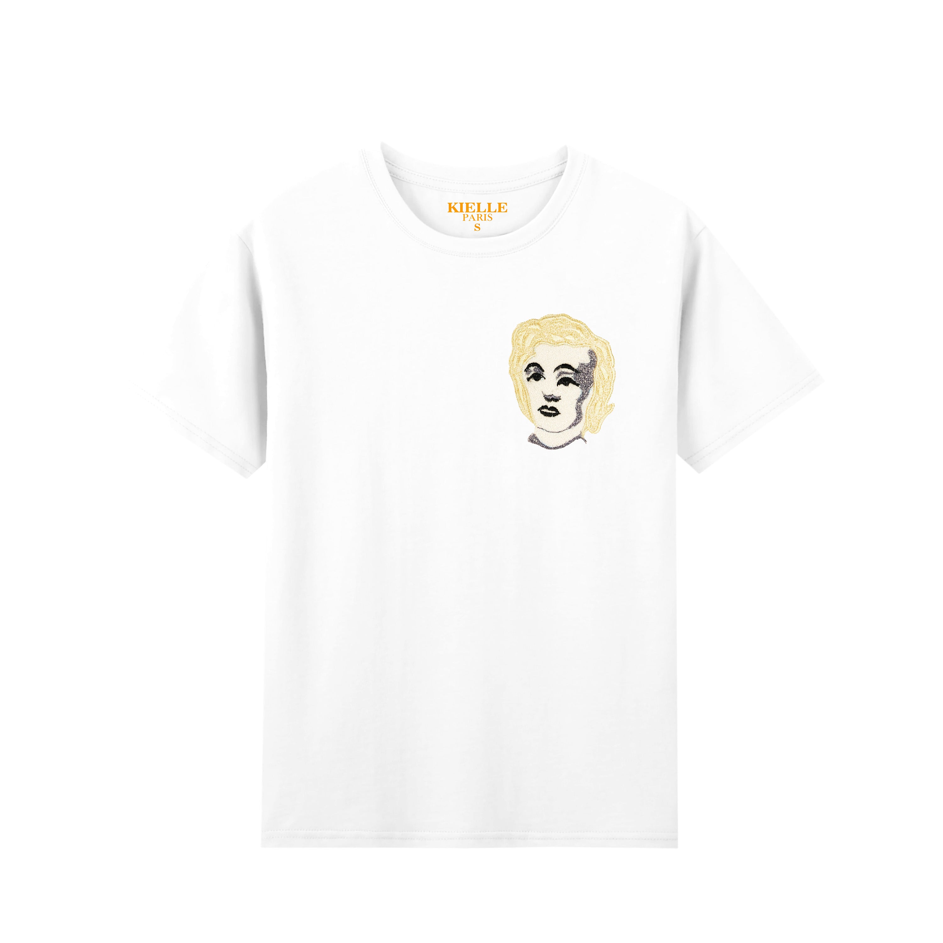 Camiseta unisex blanca con bordado "Marilyn"