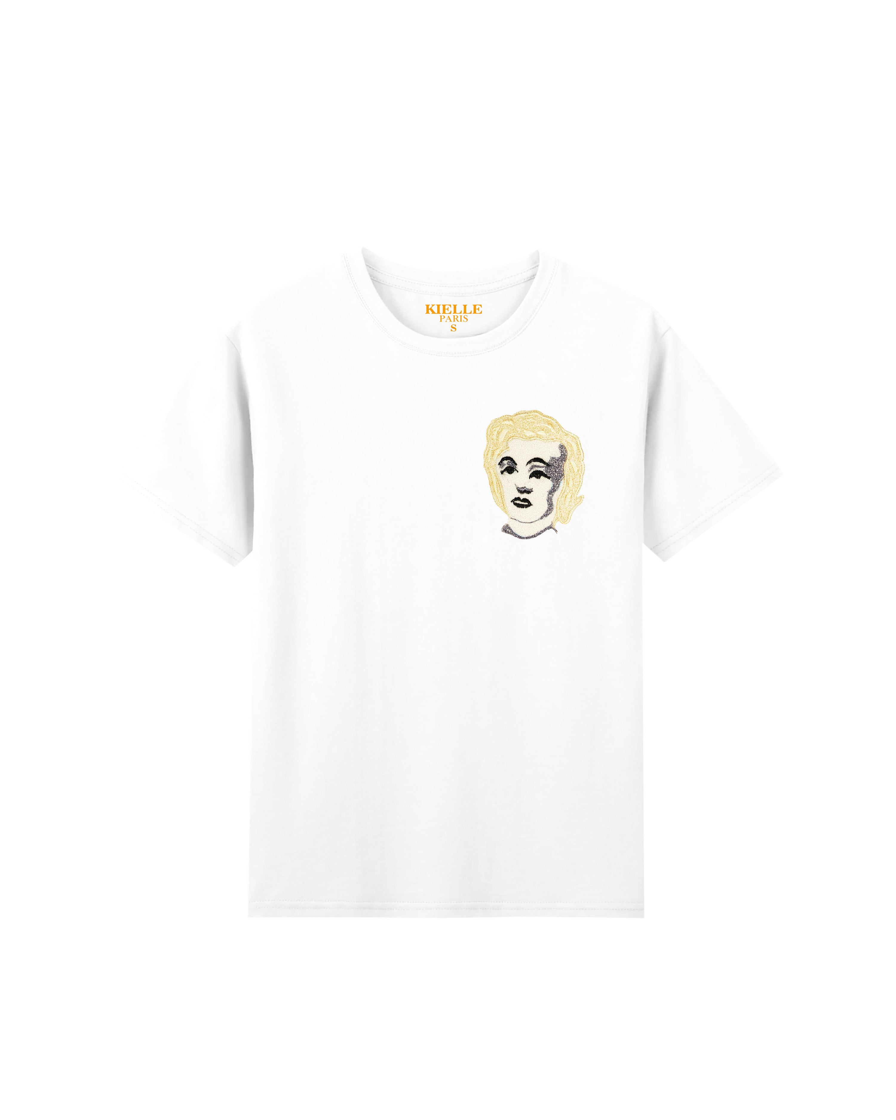 "Marilyn" Embroidered White Unisex T-Shirt