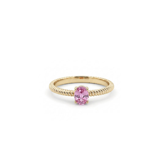 Twisted 18K Gold Pink Sapphire Ring