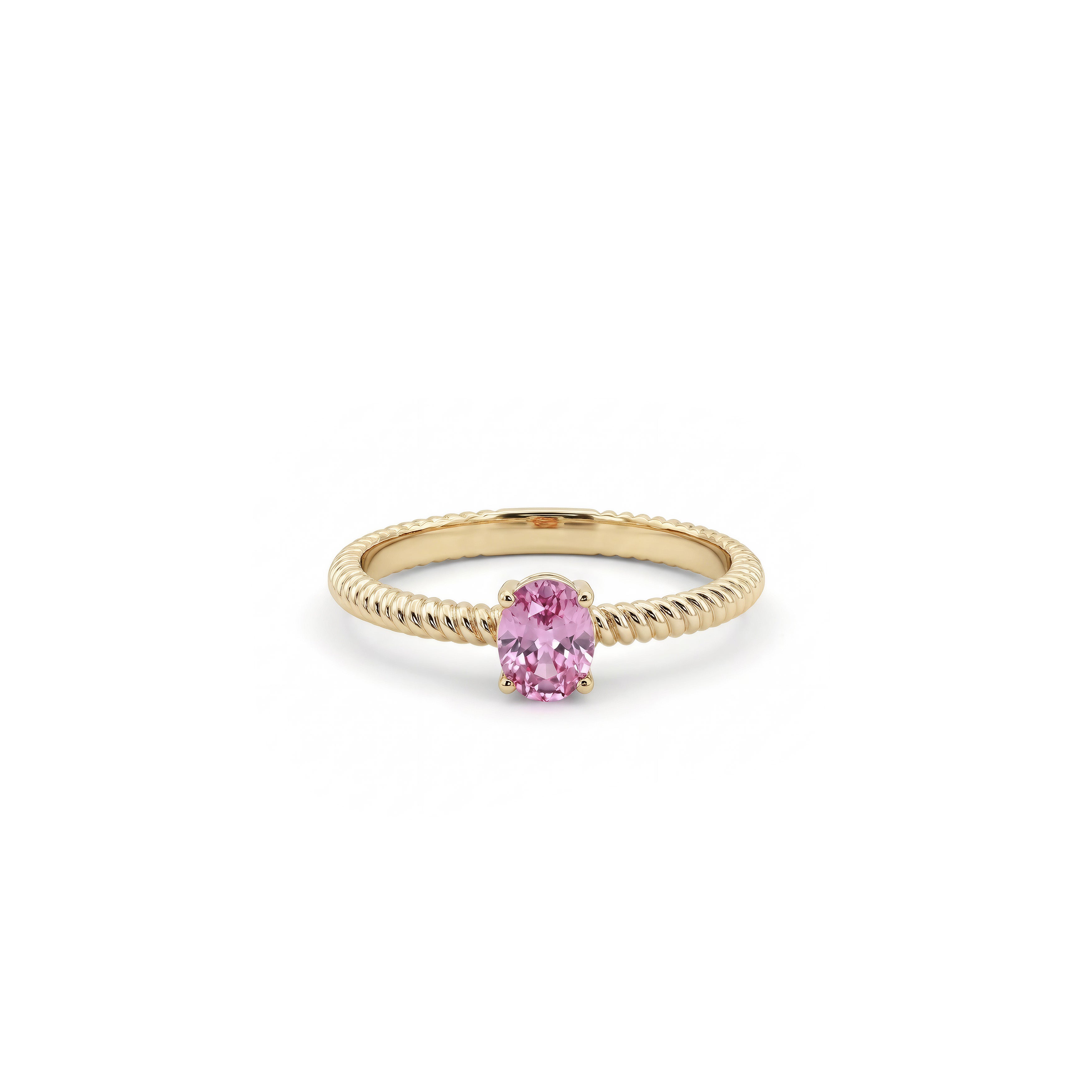 Twisted 8K Gold Pink Sapphire Ring