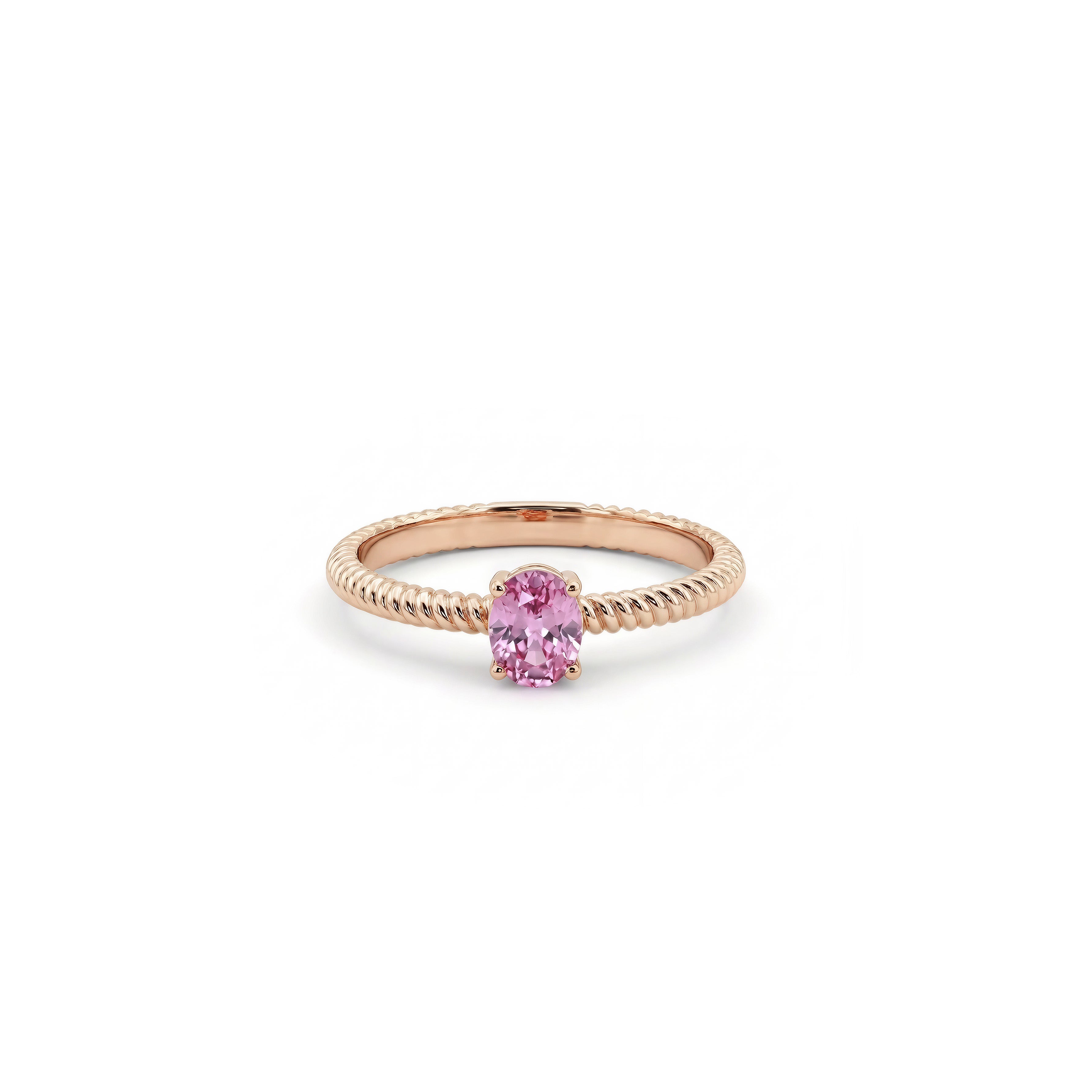 Twisted 14K Gold Pink Sapphire Ring