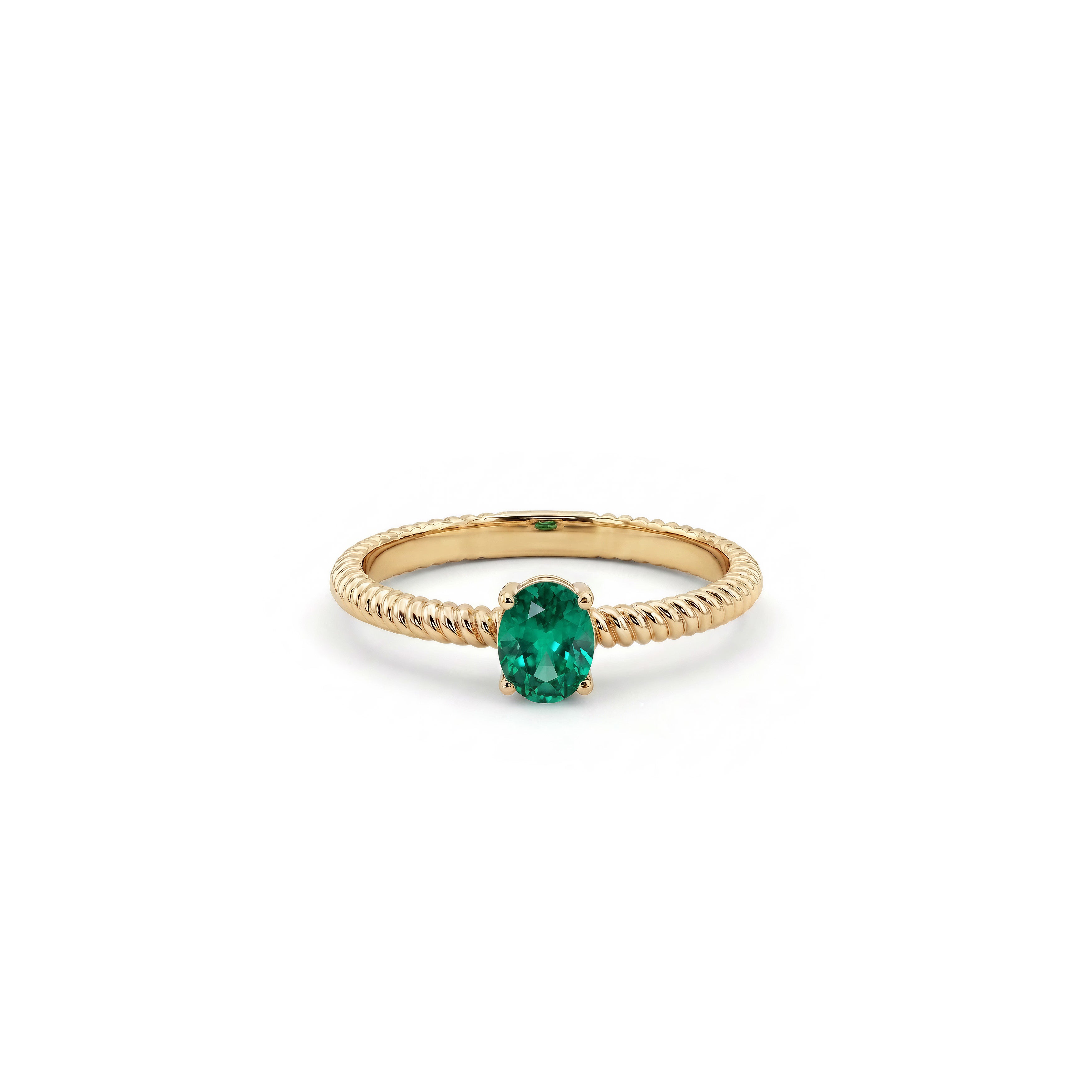 Twisted 8K Gold Emerald Ring
