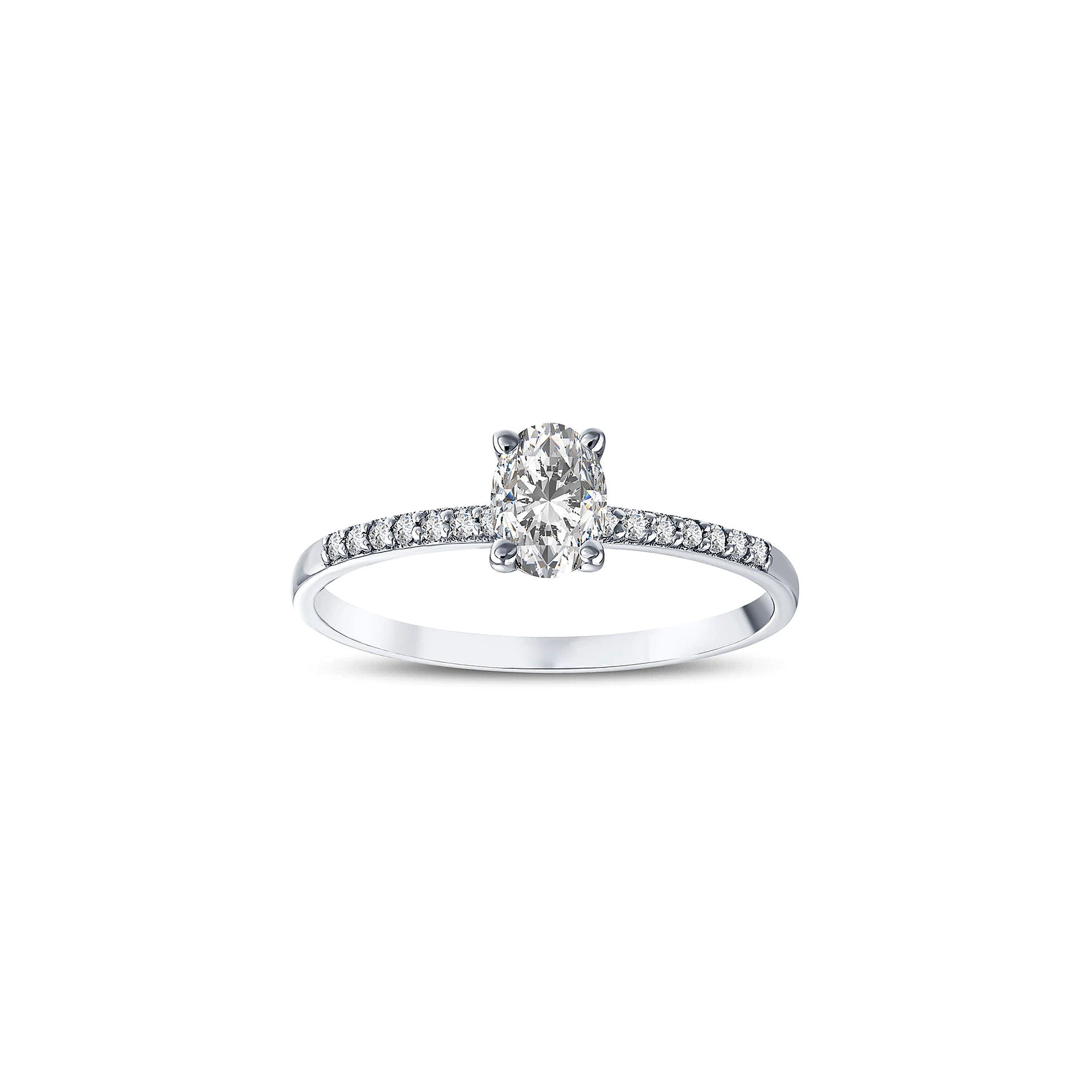 bague de fiançailles diamant ovale 0,43 carat en or blanc