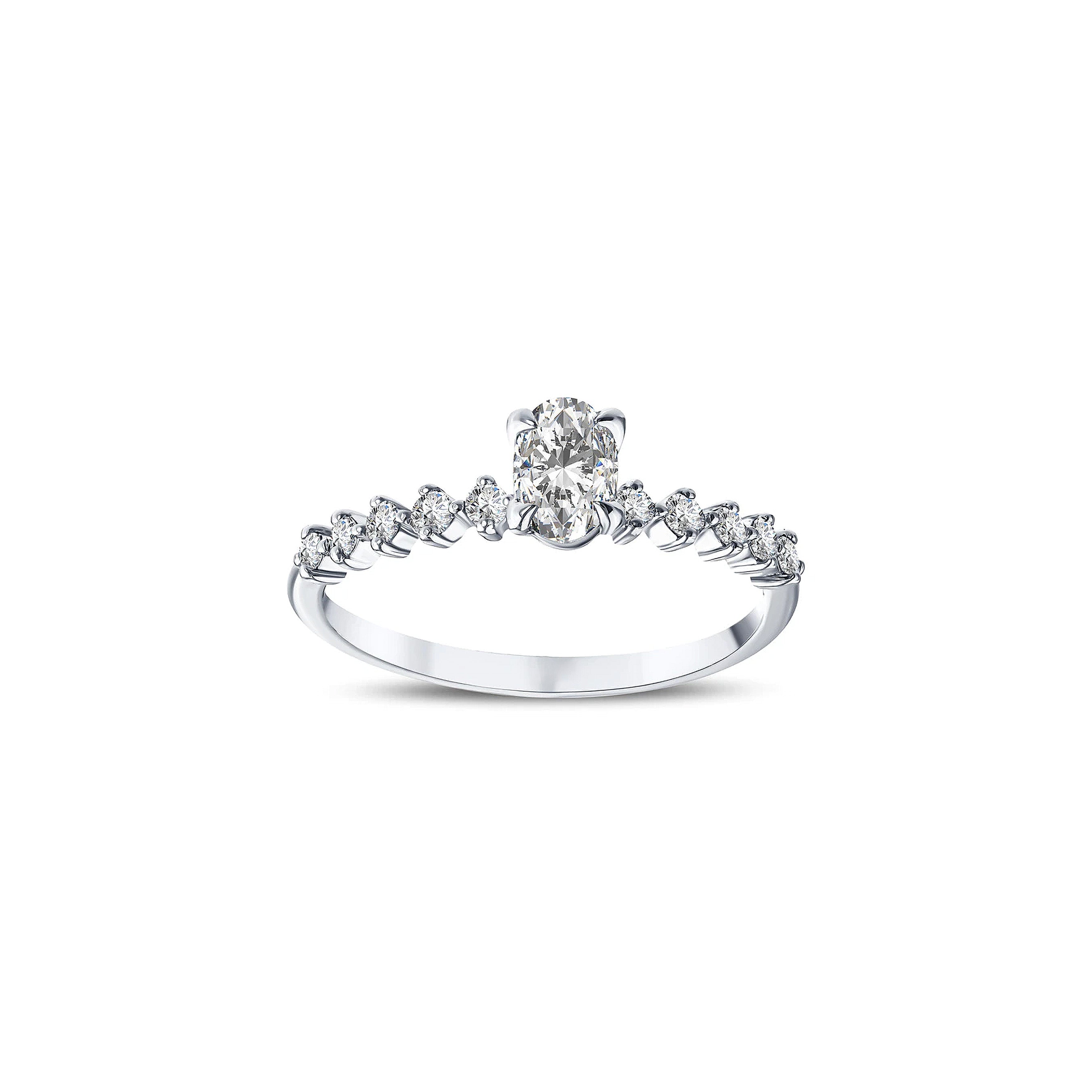 bague de fiançailles diamant ovale 0,54 carat en or blanc