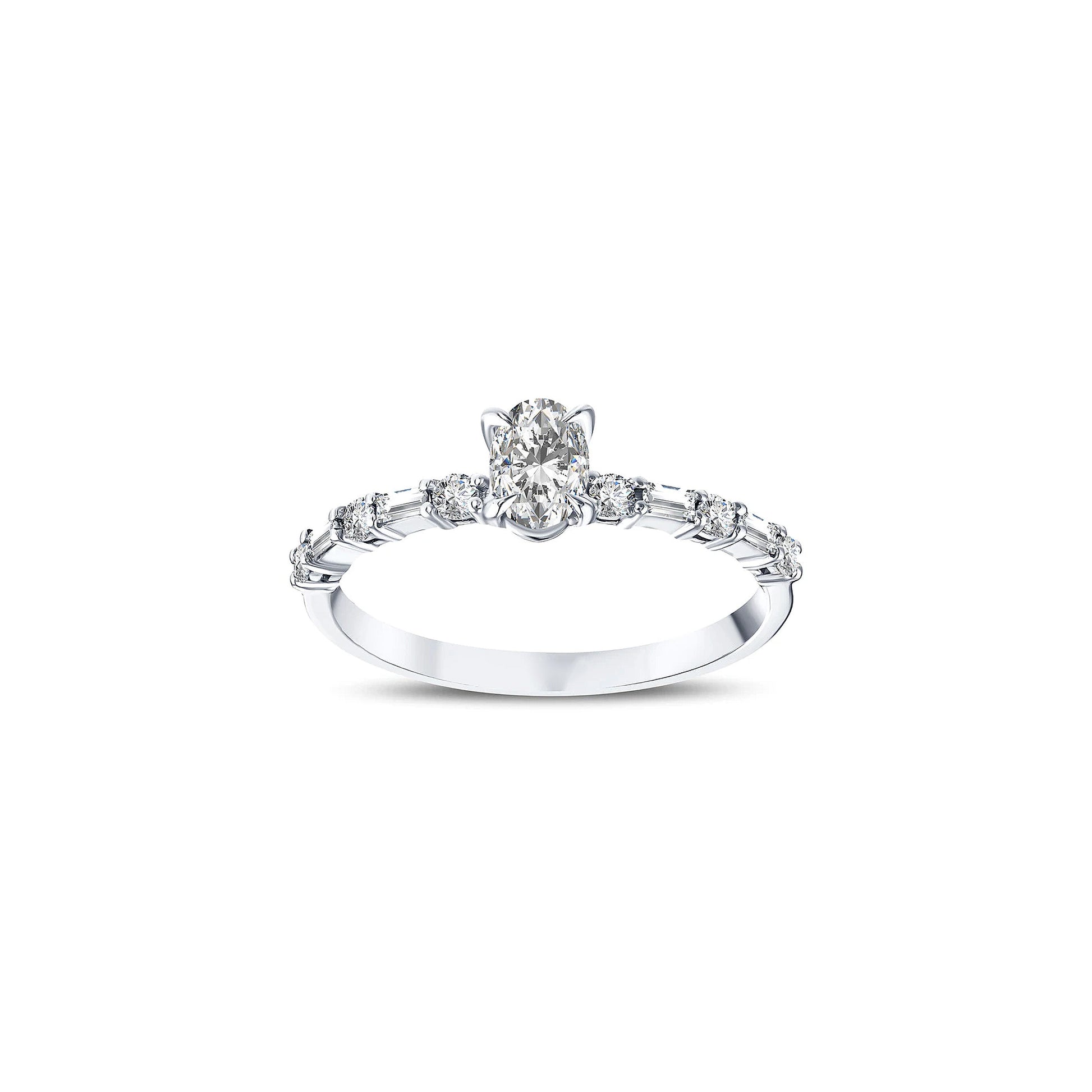 bague de fiançailles diamant ovale 0,58 carat en or blanc